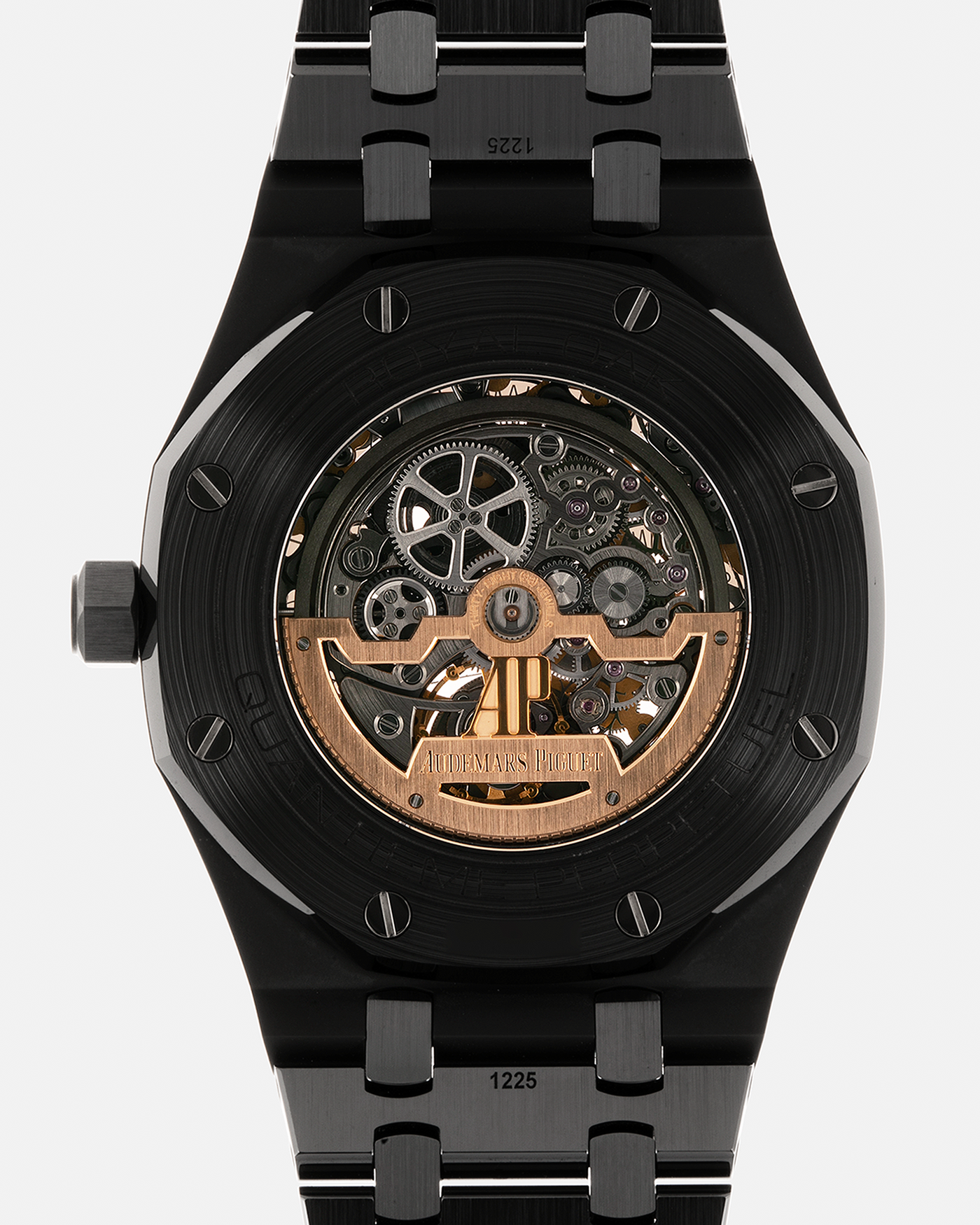 Brand: Audemars Piguet Year: 2021 Model: Royal Oak Perpetual Calendar Openworked, Boutique-only Edition Reference Number: 26585CE Material: Ceramic Movement: Audemars Piguet Cal. 5135, Self-Winding Case Dimensions: 41mm x 9.9mm Bracelet: Audemars Piguet Integrated Black Ceramic Bracelet with Signed Titanium Clasp
