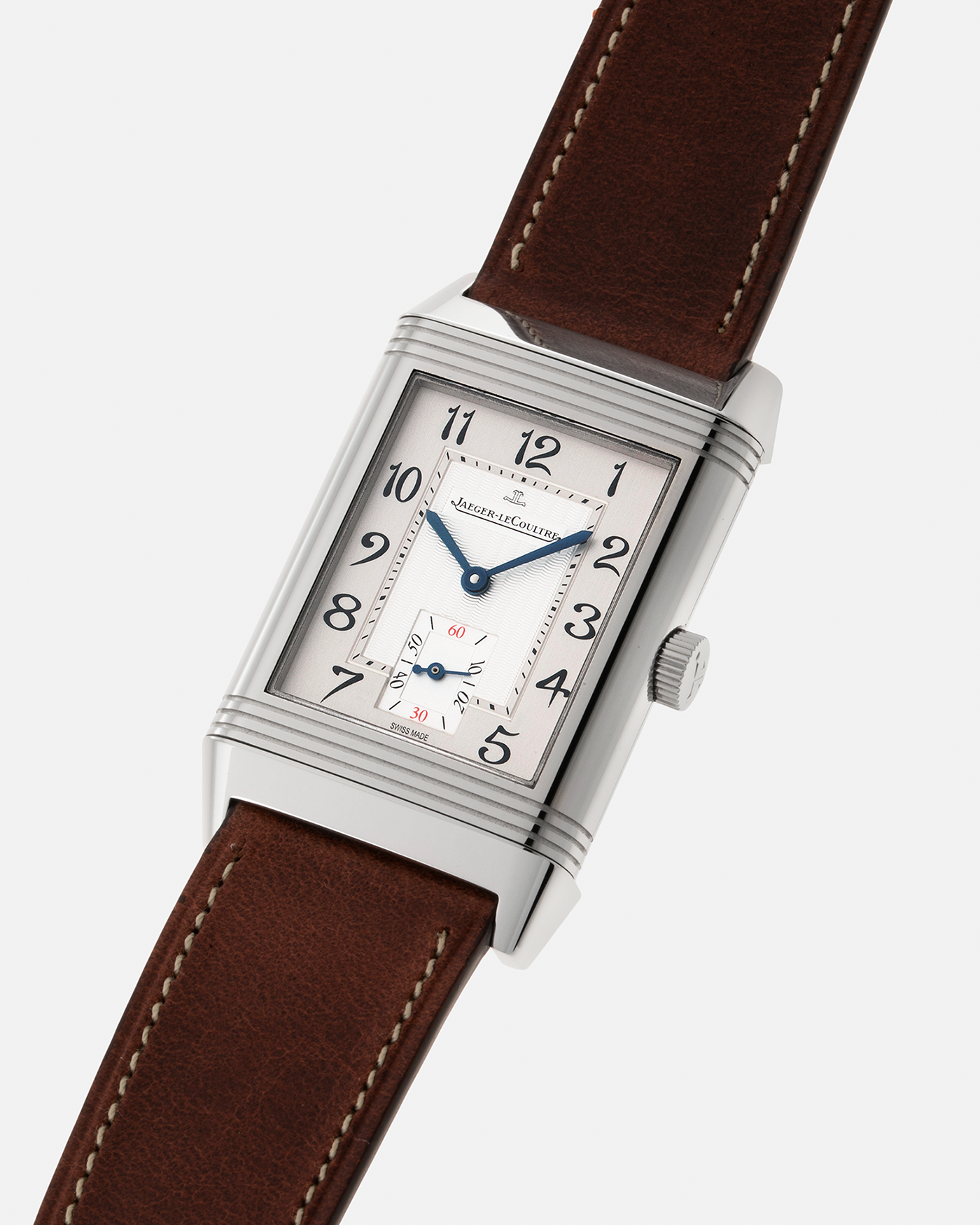 Brand: Jaeger LeCoultre Year: 2012 Model: Q2708413, Limited Edition of 50 pieces Reference Number: 270.8.62 Material: Stainless Steel Movement: JLC Cal. 822, Manual-Wind Case Diameter: 46mm (with lugs) x 26mm Strap: Nostime Brown Leather Strap with Signed Stainless Steel Deployant Clasp