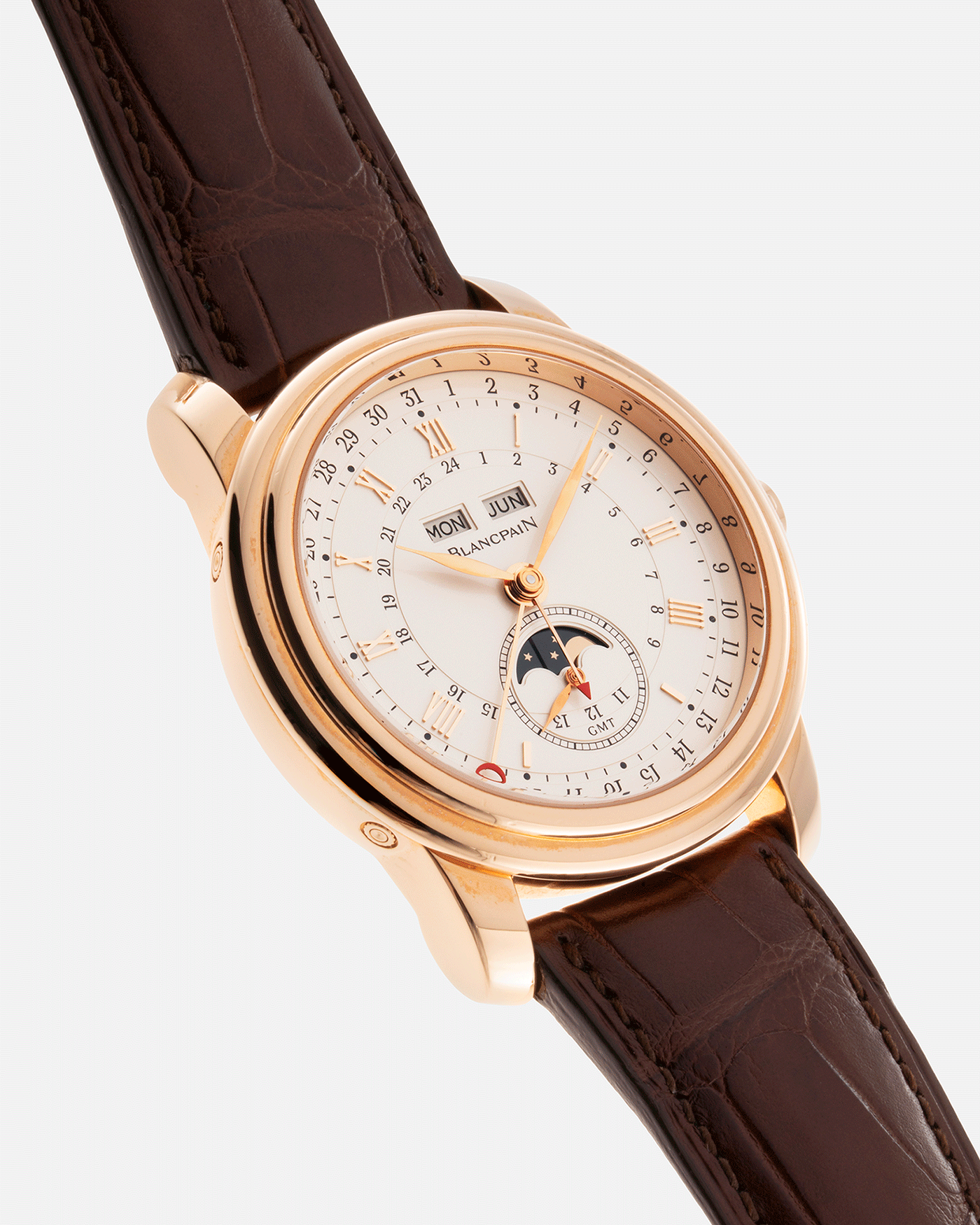 Brand: Blancpain Year: 2009 Model: Le Brassus Reference Number: 4276-3642-55B Material: Rose Gold Movement: Cal. 67A6 Case Diameter: 42mm Bracelet/Strap: Blancpain Brown Alligator Strap with 18k Rose Gold Deployant Clasp