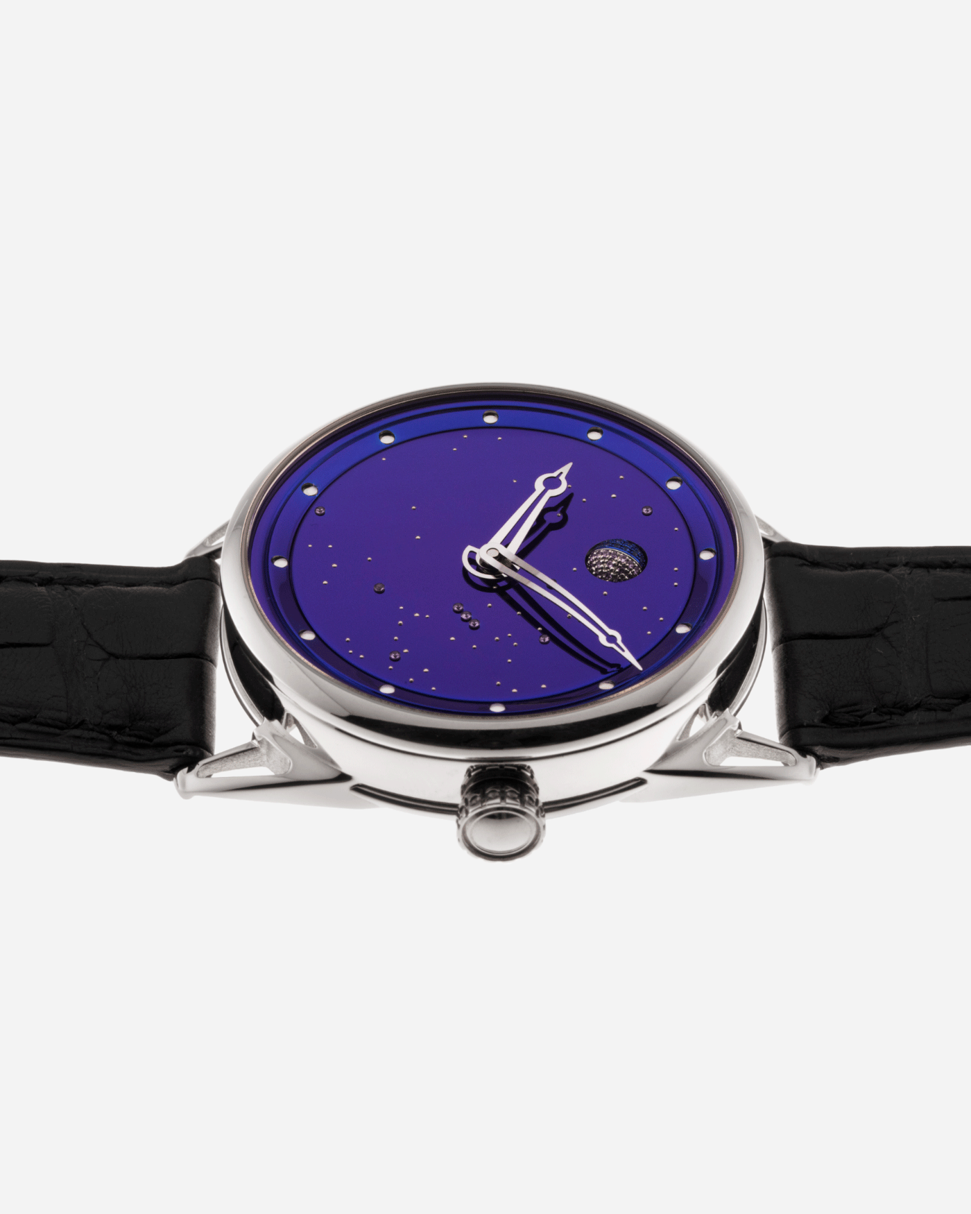 Brand: De Bethune Year: 2021 Model: Starry Sky Moonphase Reference: DB25 Material: Titanium Movement: In-House Cal. DB2106 Case Diameter: 40mm Strap: De Bethune Black Alligator with Titanium Tang Buckle