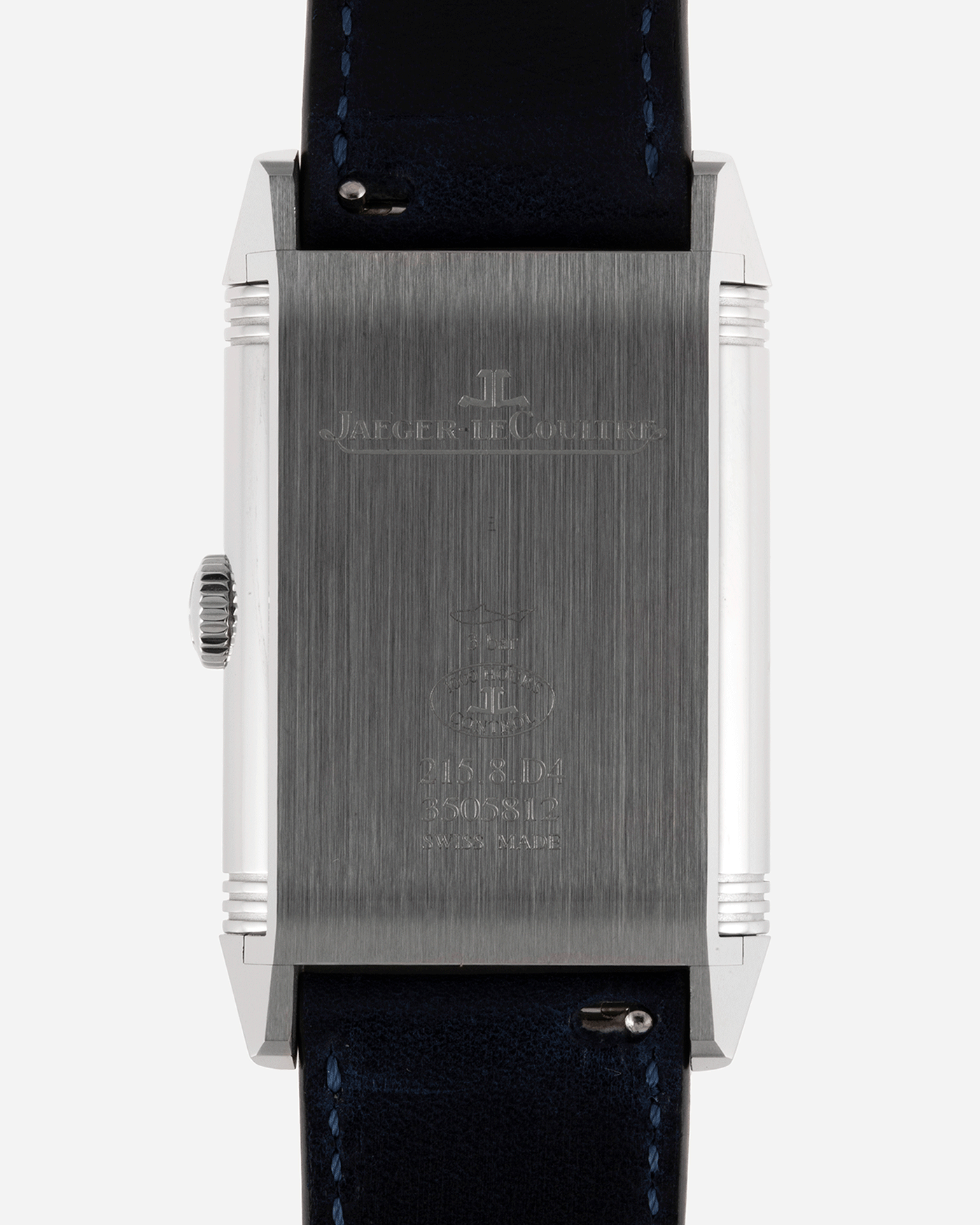 Brand: Jaeger-LeCoultre Year: 2021 Model: Reverso Tribute Duoface Material: Stainless Steel Movement: Manually-Wound JLC cal. 854A/2 Case Diameter:  47 X 28.3mm Bracelet/Strap: Blue Casa Fagliano Calf Leather Strap