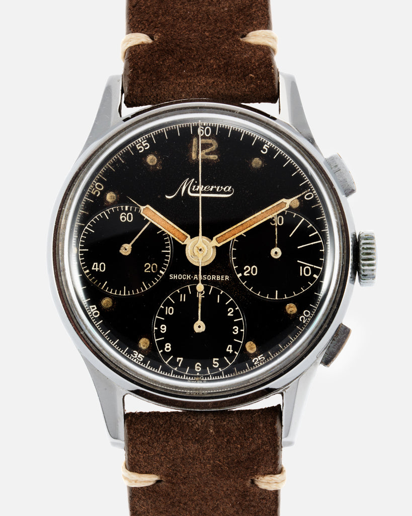 Minerva Gilt Gloss Vintage Chronograph Watch S.Song Vintage Watches For Sale S.Song Watches