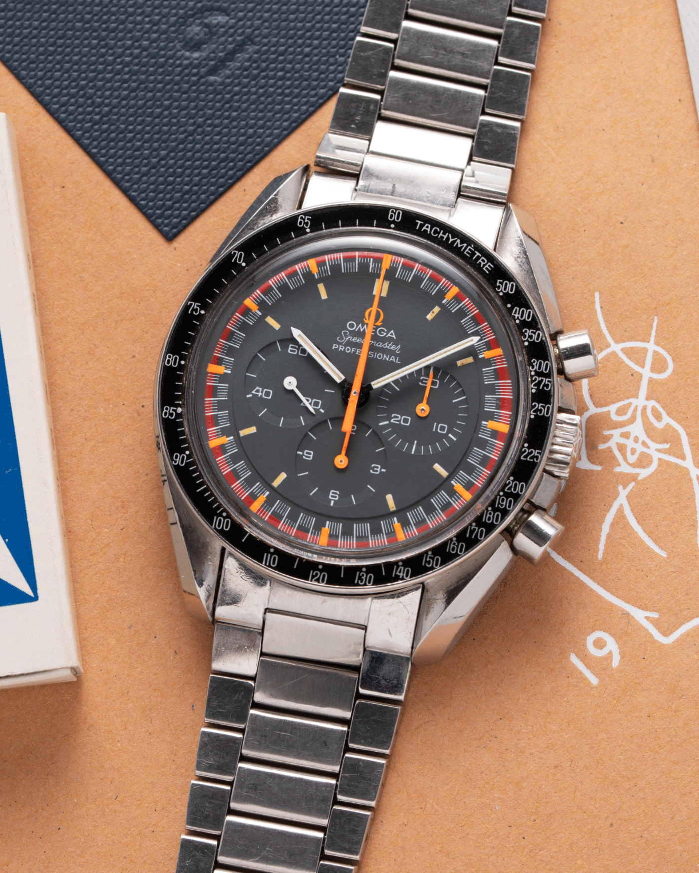 Brand: Omega Year: June 1970 Model: Speedmaster Professional Racing Dial Reference Number: 145.022 Serial Number: 29XXXXXX Material: Stainless Steel Movement: Cal. 861 Case Diameter: 42mm Lug Width: 20mm Bracelet/Strap: Omega 1039 Flat Link Bracelet Dated 2.70 with 516 End Links