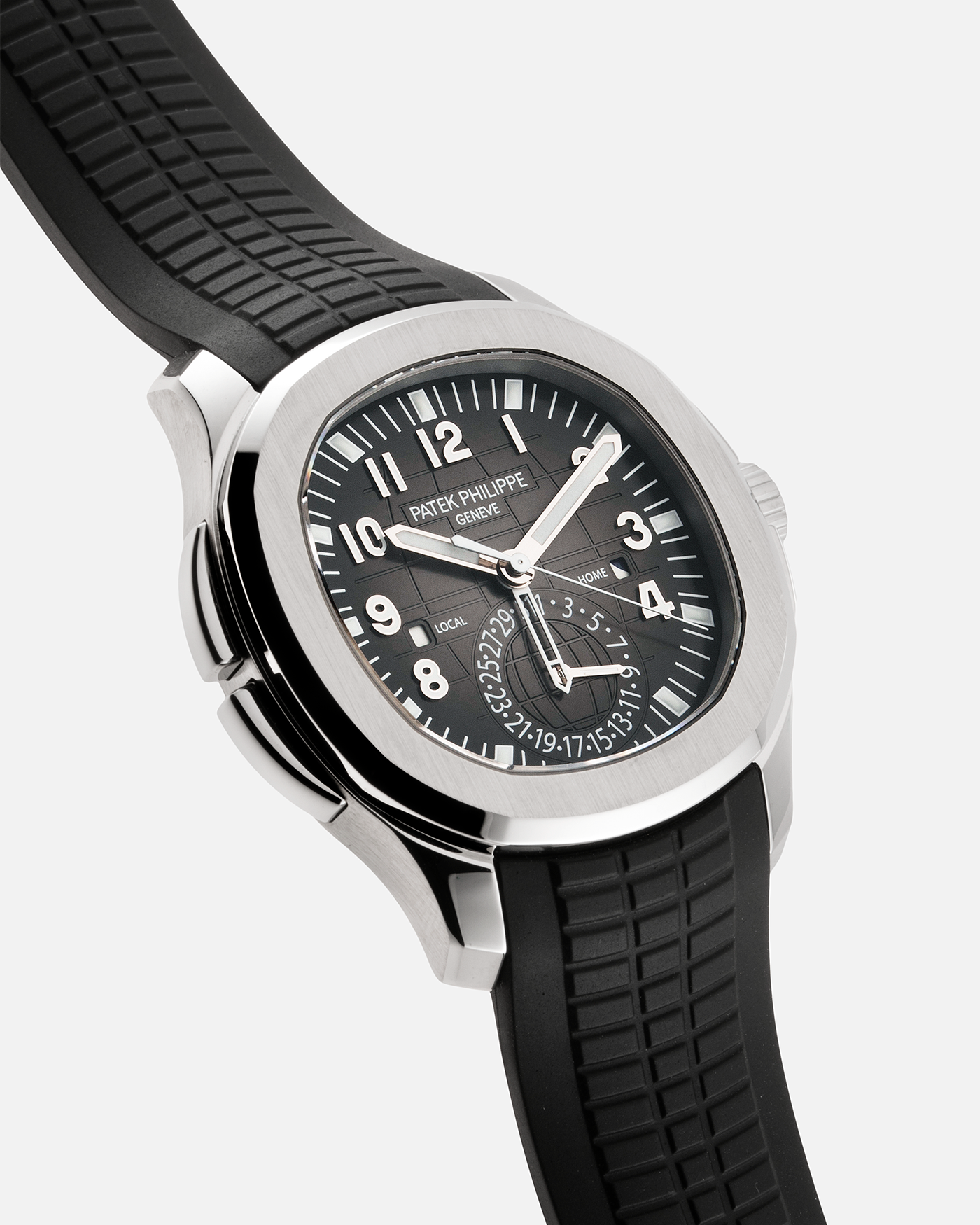 Brand: Patek Philippe Year: 2021 Model: Aquanaut Reference Number: 5164A Material: Stainless Steel Movement: Calibre 324 C FUS Case Diameter: 40.8mm Bracelet: Uncut Patek Philippe Aquanaut Black Tropical Rubber Strap with Signed Deployant Clasp