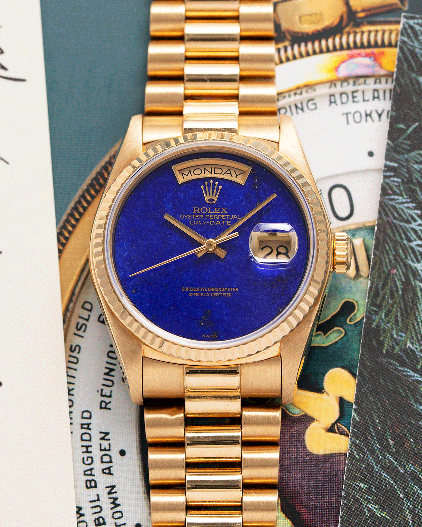 Brand: Rolex Year: 1984 Model: Day-Date Reference Number: 18038 Serial: 8,4XX,XXX Material: 18k Yellow Gold Movement: Cal. 3055 Case Diameter: 36mm Lug Width: 20mm Bracelet/Strap: Rolex 838518k Solid Gold President Bracelet