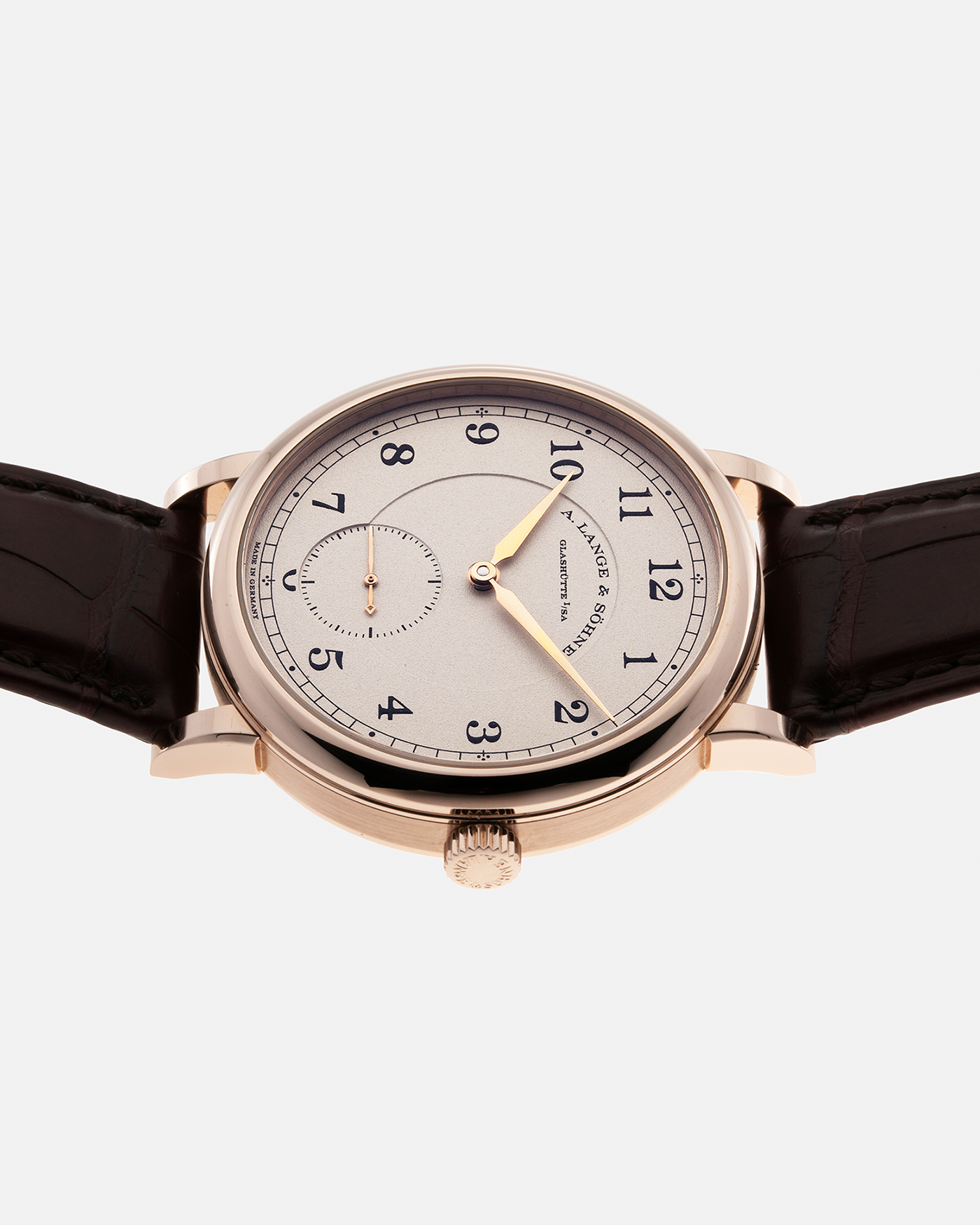 Brand: A. Lange & Söhne Year: 2015 Model: 1815 200th Anniversary F. A. Lange, Limited Edition of 200 pieces Ref Number: 236.050 Material: Honey Gold Movement: A. Lange & Söhne Cal. L051.1, Manual-Winding Case Diameter: 40mm Strap: A. Lange & Söhne Brown Alligator with Signed Honey Gold Tang Buckle