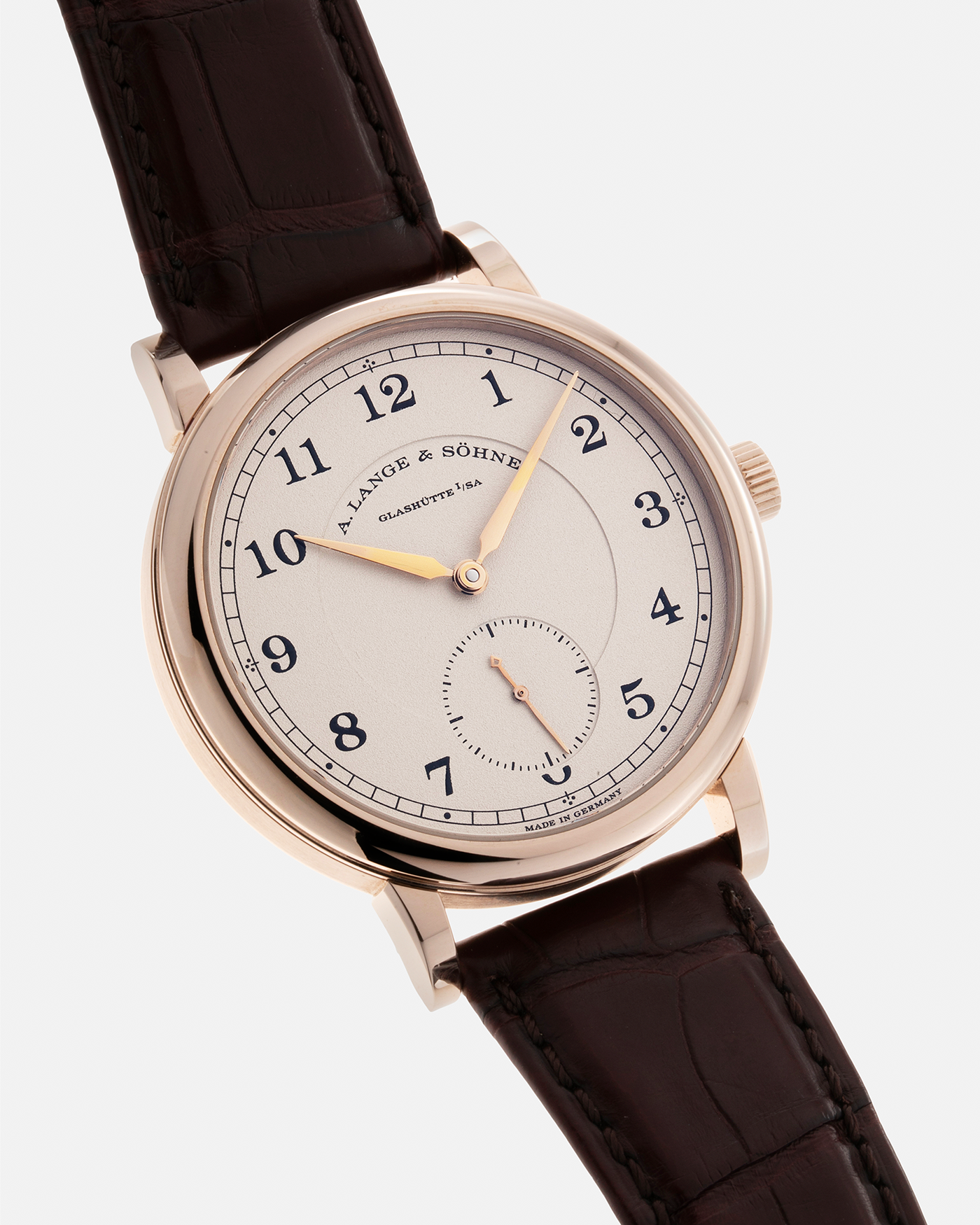 Brand: A. Lange & Söhne Year: 2015 Model: 1815 200th Anniversary F. A. Lange, Limited Edition of 200 pieces Ref Number: 236.050 Material: Honey Gold Movement: A. Lange & Söhne Cal. L051.1, Manual-Winding Case Diameter: 40mm Strap: A. Lange & Söhne Brown Alligator with Signed Honey Gold Tang Buckle