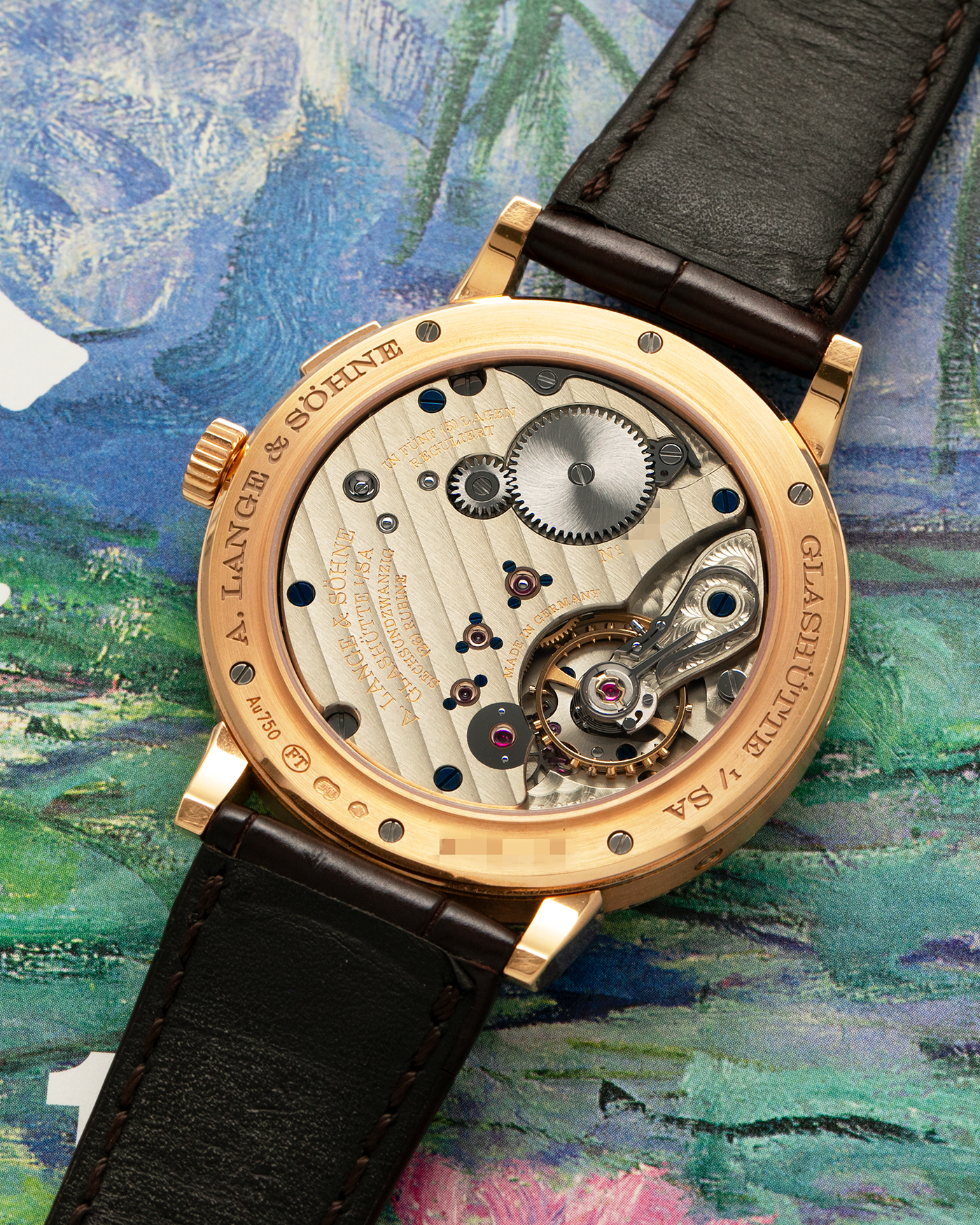 Brand: A. Lange & Söhne
Year: 2018
Model: 1815 Annual Calendar
Material: 18k Rose Gold
Movement: Manual Winding L051.3
Case Diameter: 40mm
Bracelet/Strap: A. Lange & Söhne Dark Brown Alligator Strap with signed 18k Rose Gold Tang Buckle