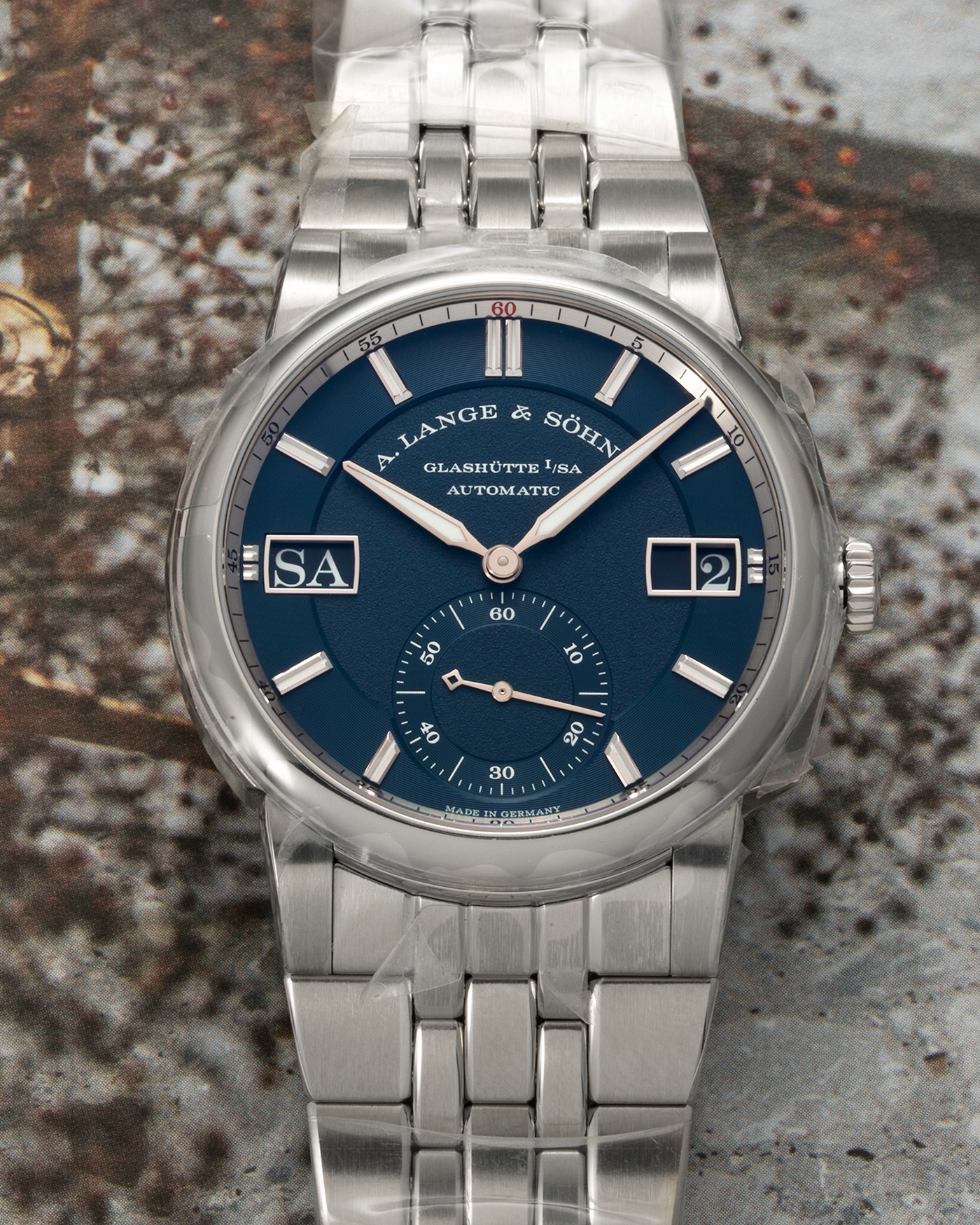 Brand: A. Lange & Söhne Year: 2022 Model: Datomatic Odysseus Ref Number: 363.179 Material: Stainless Steel Movement: Cal. L155.1, Self-Winding Case Diameter: 40.5mm Bracelet: A. Lange & Söhne Integrated Stainless Steel Bracelet with Signed Clasp