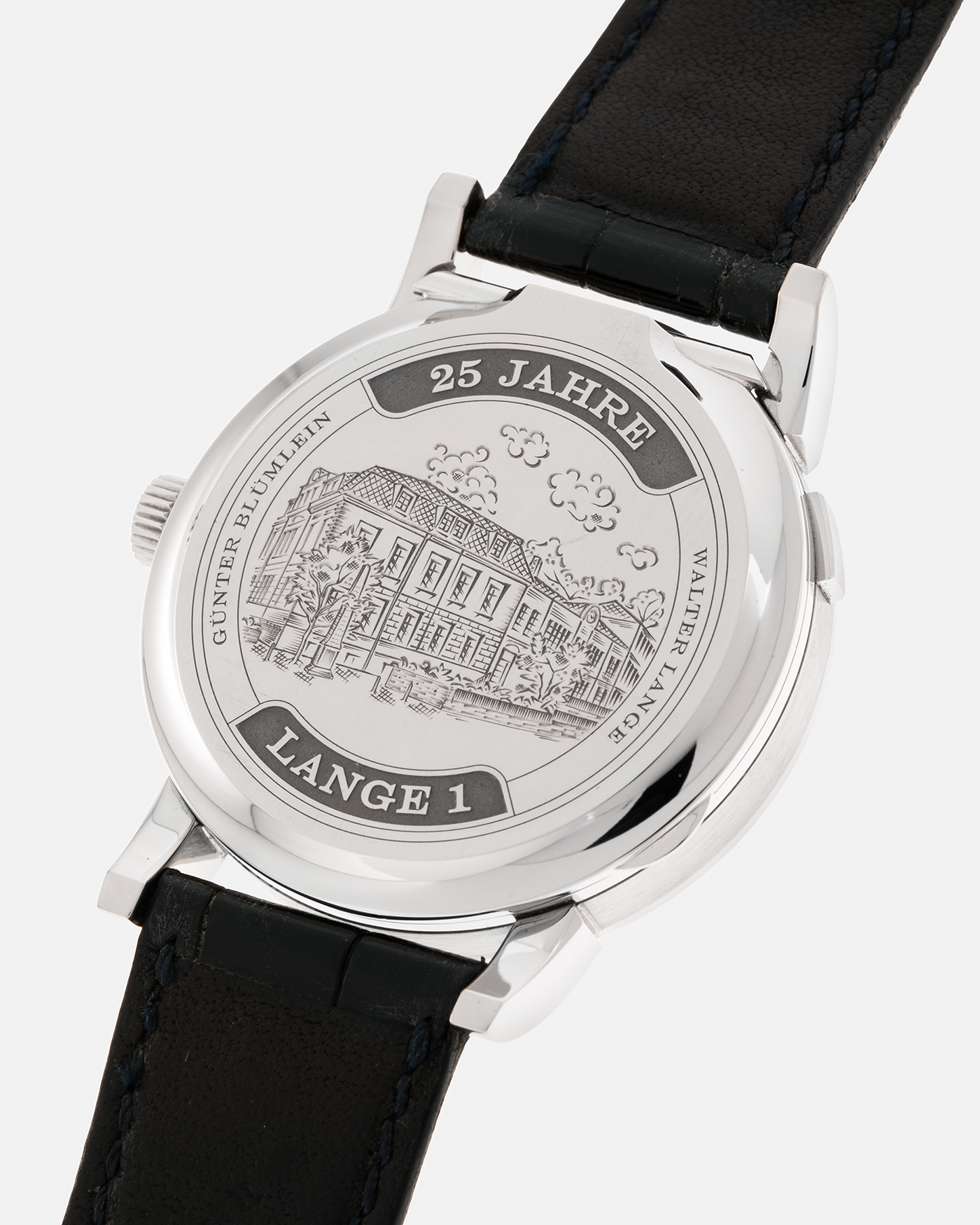 Brand: A. Lange & Söhne
Year: 2019
Model: Lange 1 Edition 25th Anniversary
Reference Number: 191.066
Material: 18-carat White Gold
Movement: A. Lange & Söhne Cal. L121.1, Manual-Winding
Case Dimensions: 38.5mm x 10.7mm (Lug-to-Lug 47.5mm)
Lug Width: 20mm
Strap: A. Lange & Söhne Black Alligator Leather Strap with Signed 18-carat White Gold Tang Buckle