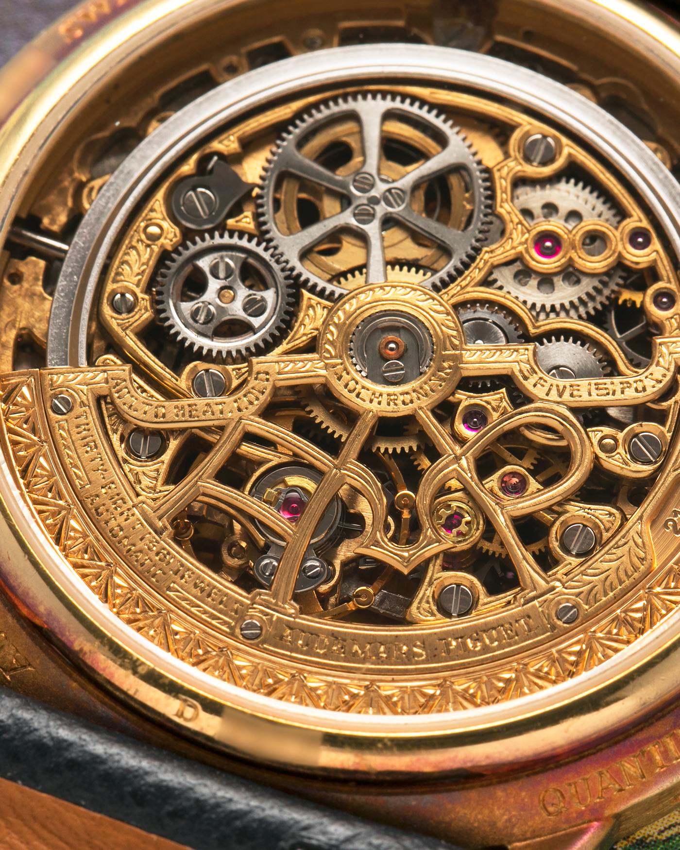 Brand: Audemars Piguet Year: 1980’s Model: Quantieme Perpetual Calendar Openworked Reference Number: 25668BA Material: 18-carat Yellow Gold Movement: Audemars Piguet Cal. 2120/2800, Self-Winding Case Dimensions: 36mm x 8mm (Lug-to-Lug 37mm) Lug Width: 20mm Strap: Molequin Dark Navy Textured Calf Leather Strap with Signed 18-carat Yellow Gold Tang Buckle