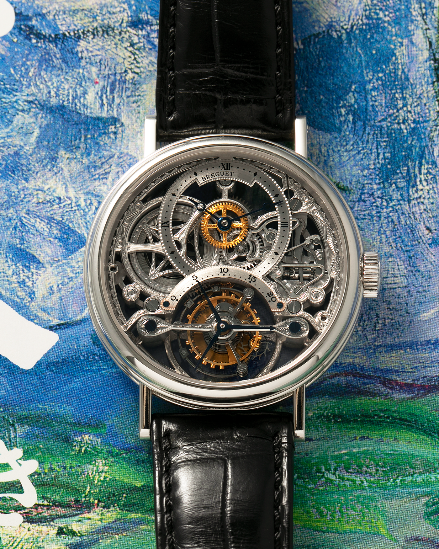 Brand: Breguet
Year: 2000s
Model: Classique Tourbillon ‘Squelette’
Reference Number: 3355PT/00/986
Case Material: Platinum 950
Movement: Breguet Cal. 558 SQ1, Manual-Winding
Case Dimensions: 36mm x 9mm (Lug-to-Lug 43mm)
Lug Width: 18mm
Strap: Breguet Black Alligator Leather Strap with Signed Platinum 950 Deployant Clasp