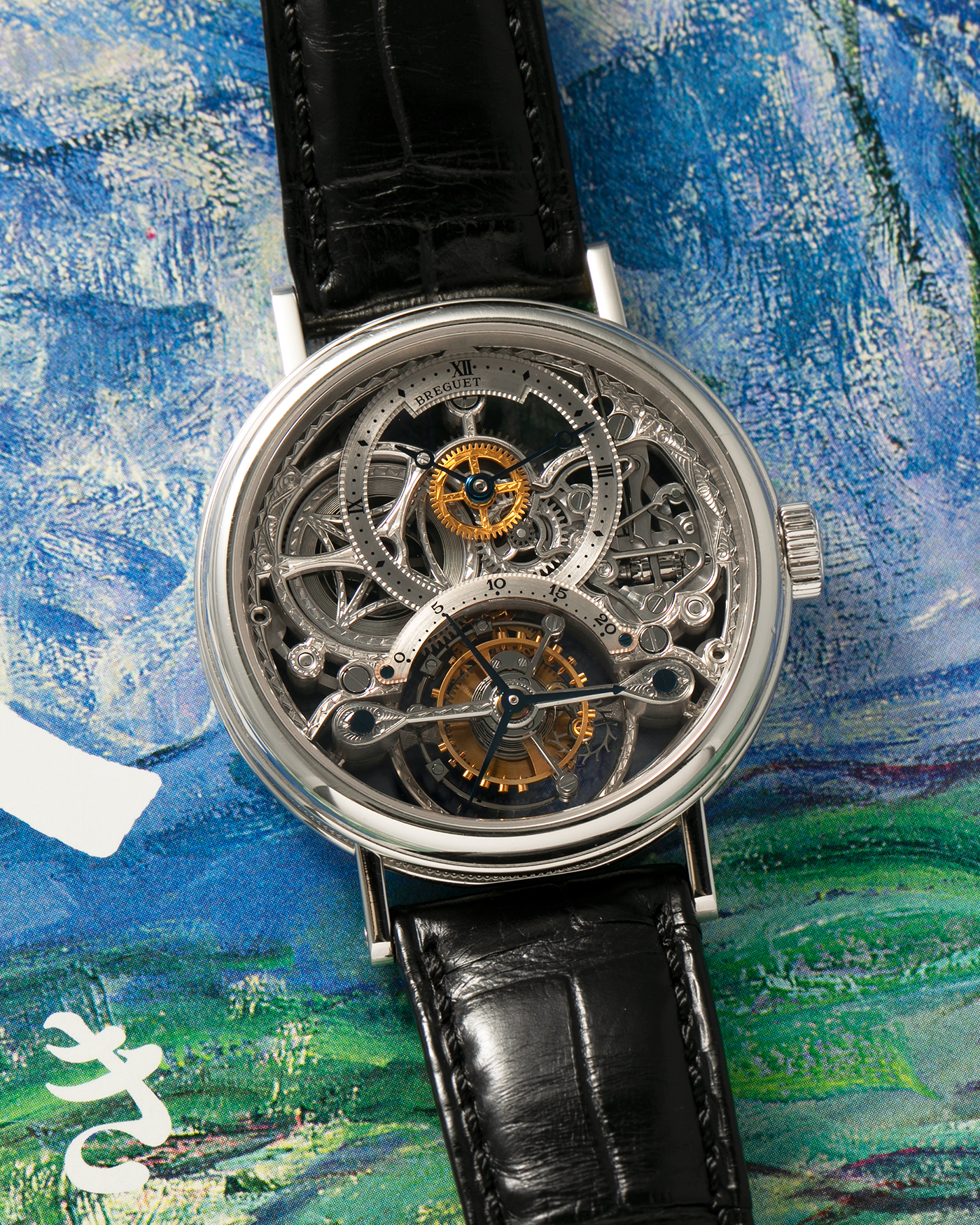 Brand: Breguet
Year: 2000s
Model: Classique Tourbillon ‘Squelette’
Reference Number: 3355PT/00/986
Case Material: Platinum 950
Movement: Breguet Cal. 558 SQ1, Manual-Winding
Case Dimensions: 36mm x 9mm (Lug-to-Lug 43mm)
Lug Width: 18mm
Strap: Breguet Black Alligator Leather Strap with Signed Platinum 950 Deployant Clasp