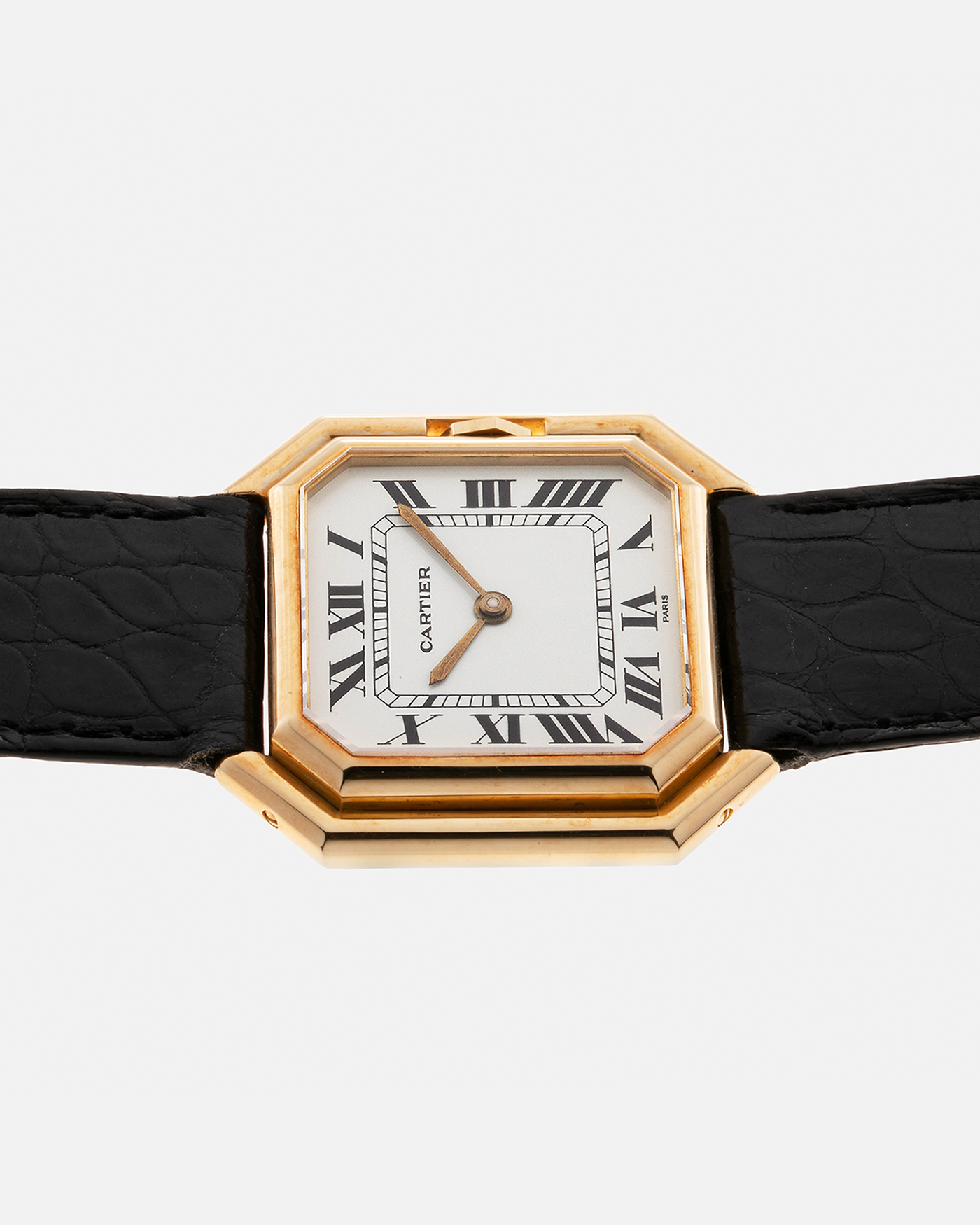 Brand: Cartier Year: 1970s Model: Ceinture ‘Jumbo’ Reference Number: AS03953 Material: 18-carat Yellow Gold Movement: Cartier Cal. 78.1. Manual-Winding Case Diameter: 31mm x 33mm Strap: Cartier Black Textured Leather Strap with Signed 18-carat Yellow Gold