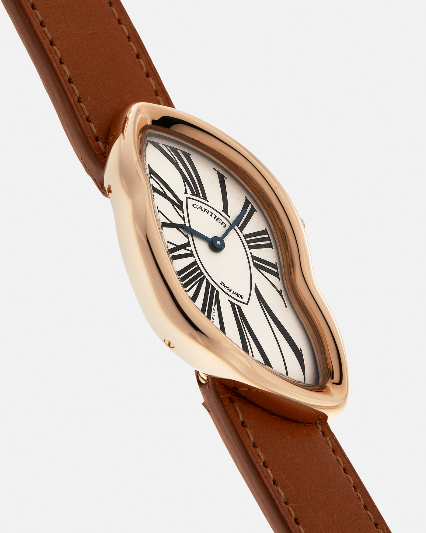 Brand: Cartier Year: 2022 Model: Crash Reference Number: WGCH0031, New Special Order Material: 18-carat Rose Gold Movement: Cartier Cal. 1917 MC, Manual-Winding Case Diameter: 42mm x 24mm (Asymmetrical Case) Strap: Cartier Tanned Brown Leather with Signed 18-carat Rose Gold ‘Crash’ Deployant Clasp
