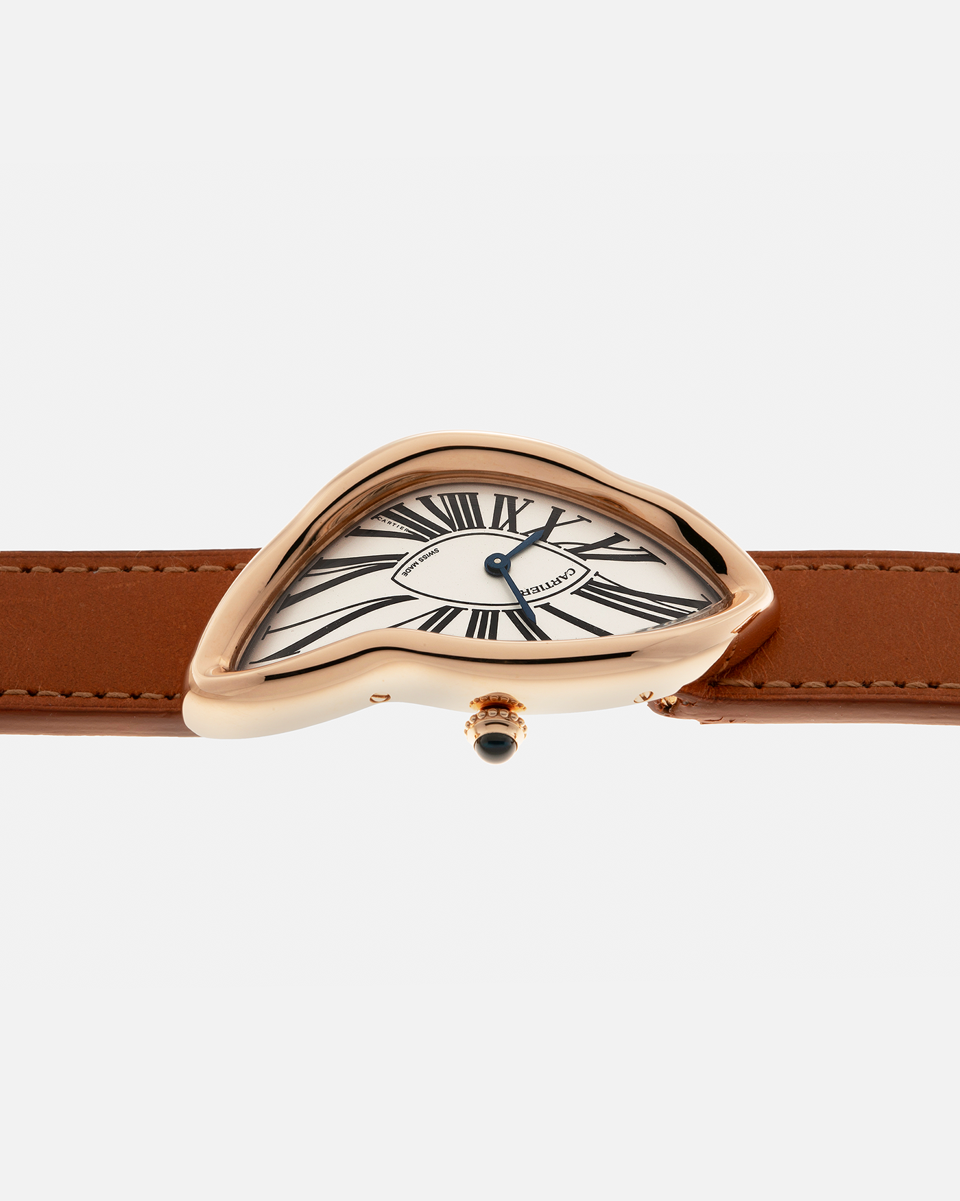 Brand: Cartier Year: 2022 Model: Crash Reference Number: WGCH0031, New Special Order Material: 18-carat Rose Gold Movement: Cartier Cal. 1917 MC, Manual-Winding Case Diameter: 42mm x 24mm (Asymmetrical Case) Strap: Cartier Tanned Brown Leather with Signed 18-carat Rose Gold ‘Crash’ Deployant Clasp