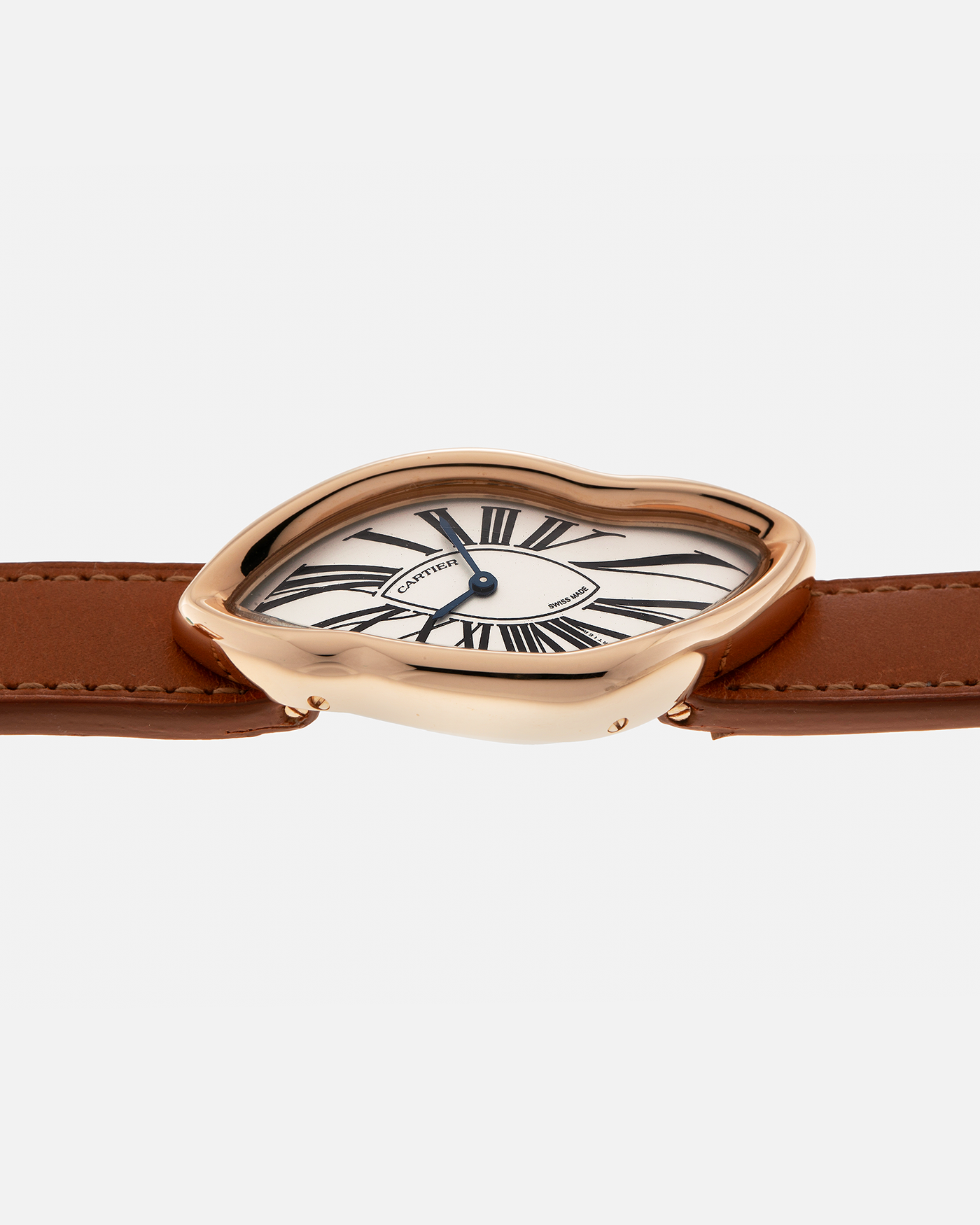 Brand: Cartier Year: 2022 Model: Crash Reference Number: WGCH0031, New Special Order Material: 18-carat Rose Gold Movement: Cartier Cal. 1917 MC, Manual-Winding Case Diameter: 42mm x 24mm (Asymmetrical Case) Strap: Cartier Tanned Brown Leather with Signed 18-carat Rose Gold ‘Crash’ Deployant Clasp