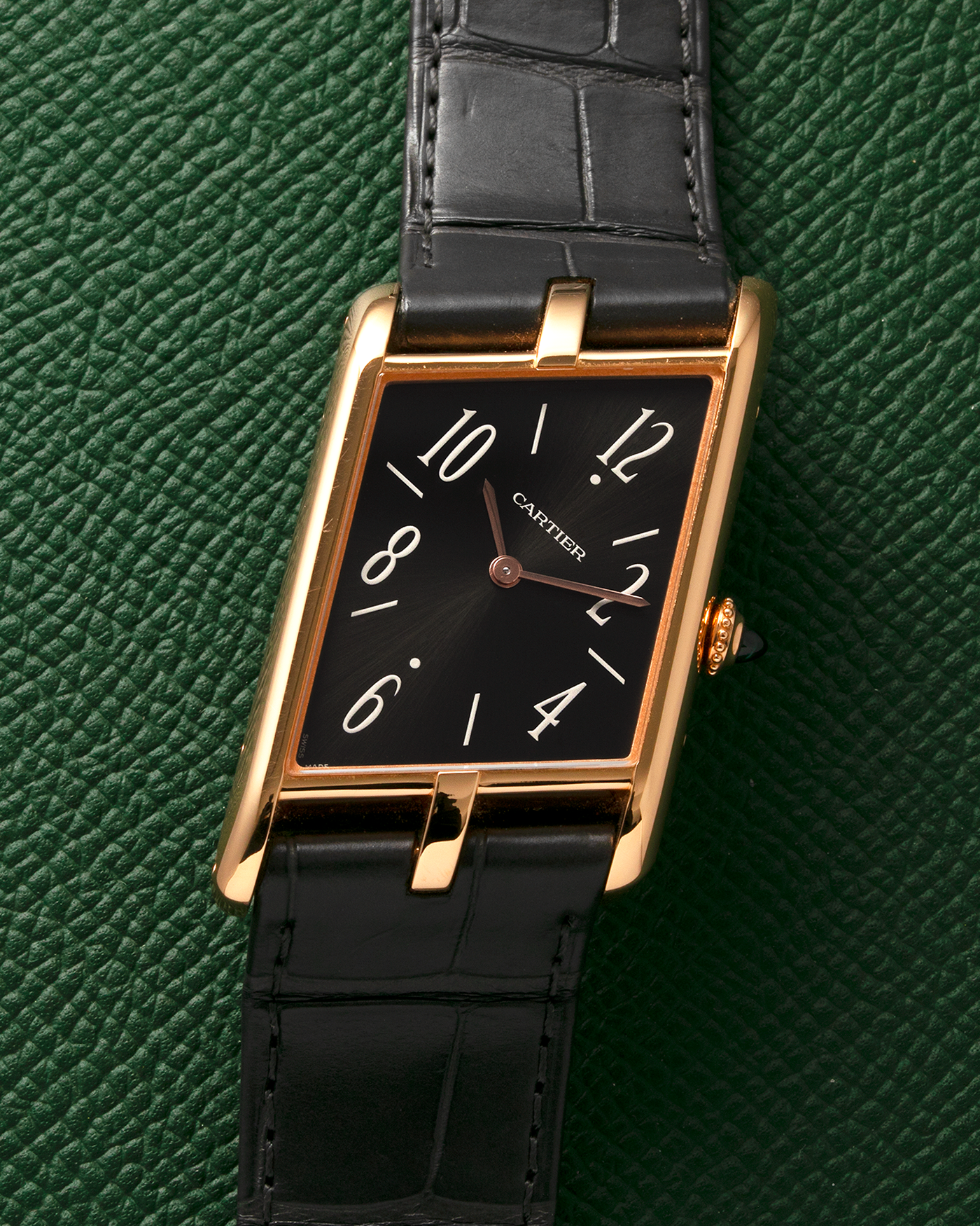 Brand: Cartier Year: 2022 Model: Privé Tank Asymétrique Reference: WGTA0043 Material: 18-carat Red Gold Movement: Cal. 1917MC, Manual-Winding Case Diameter: 47.15mm x 26.2mm x 6.38mm Strap: Cartier Grey Alligator Leather Strap with Signed 18-carat Red Gold Tang Buckle