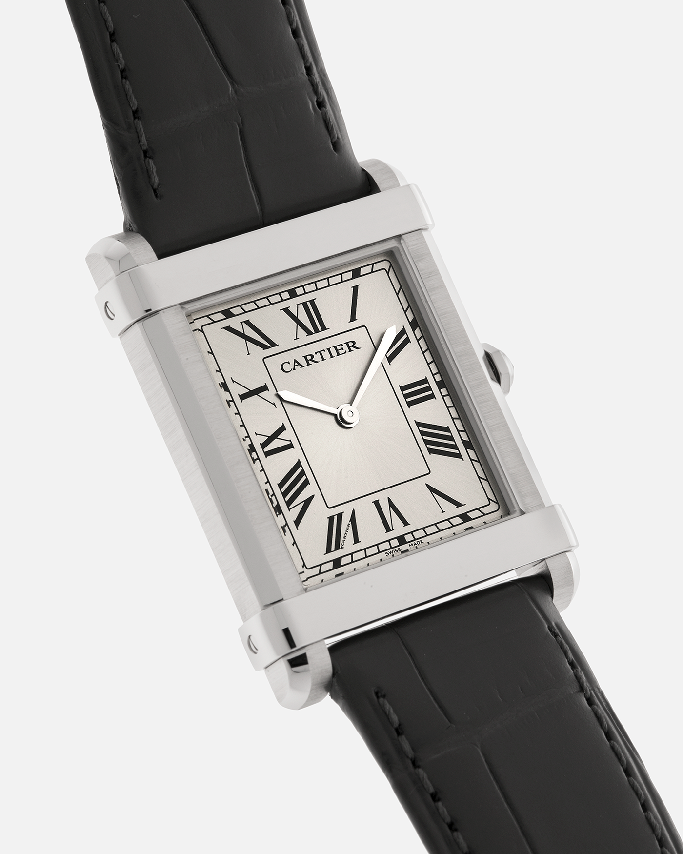 Brand: Cartier
Year: 2023
Model: Privé Tank Chinoise, Limited Edition of 150 Pieces in this Configuration
Reference Number: WGTA0074
Material: Platinum 950
Movement: Cartier Cal. 430 MC (Based on Piaget Cal. 430P), Manual-Winding
Case Dimensions: 39.5mm x 29mm x 8mm (Lug-to-Lug 40mm)
Lug Width: 21mm
Strap: Cartier Anthracite Grey Alligator Leather Strap with Signed Platinum 950 Tang Buckle