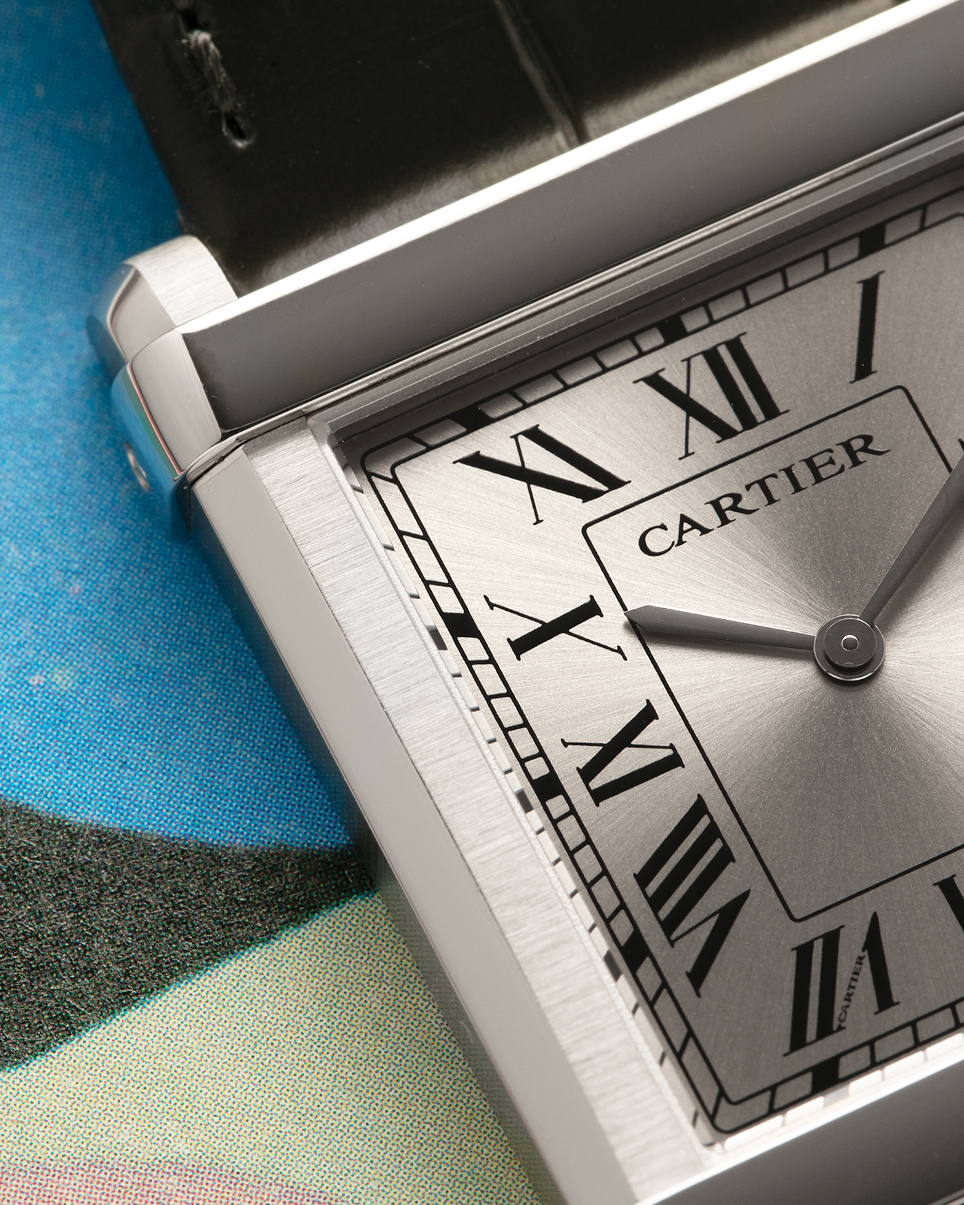 Brand: Cartier
Year: 2023
Model: Privé Tank Chinoise, Limited Edition of 150 Pieces in this Configuration
Reference Number: WGTA0074
Material: Platinum 950
Movement: Cartier Cal. 430 MC (Based on Piaget Cal. 430P), Manual-Winding
Case Dimensions: 39.5mm x 29mm x 8mm (Lug-to-Lug 40mm)
Lug Width: 21mm
Strap: Cartier Anthracite Grey Alligator Leather Strap with Signed Platinum 950 Tang Buckle
