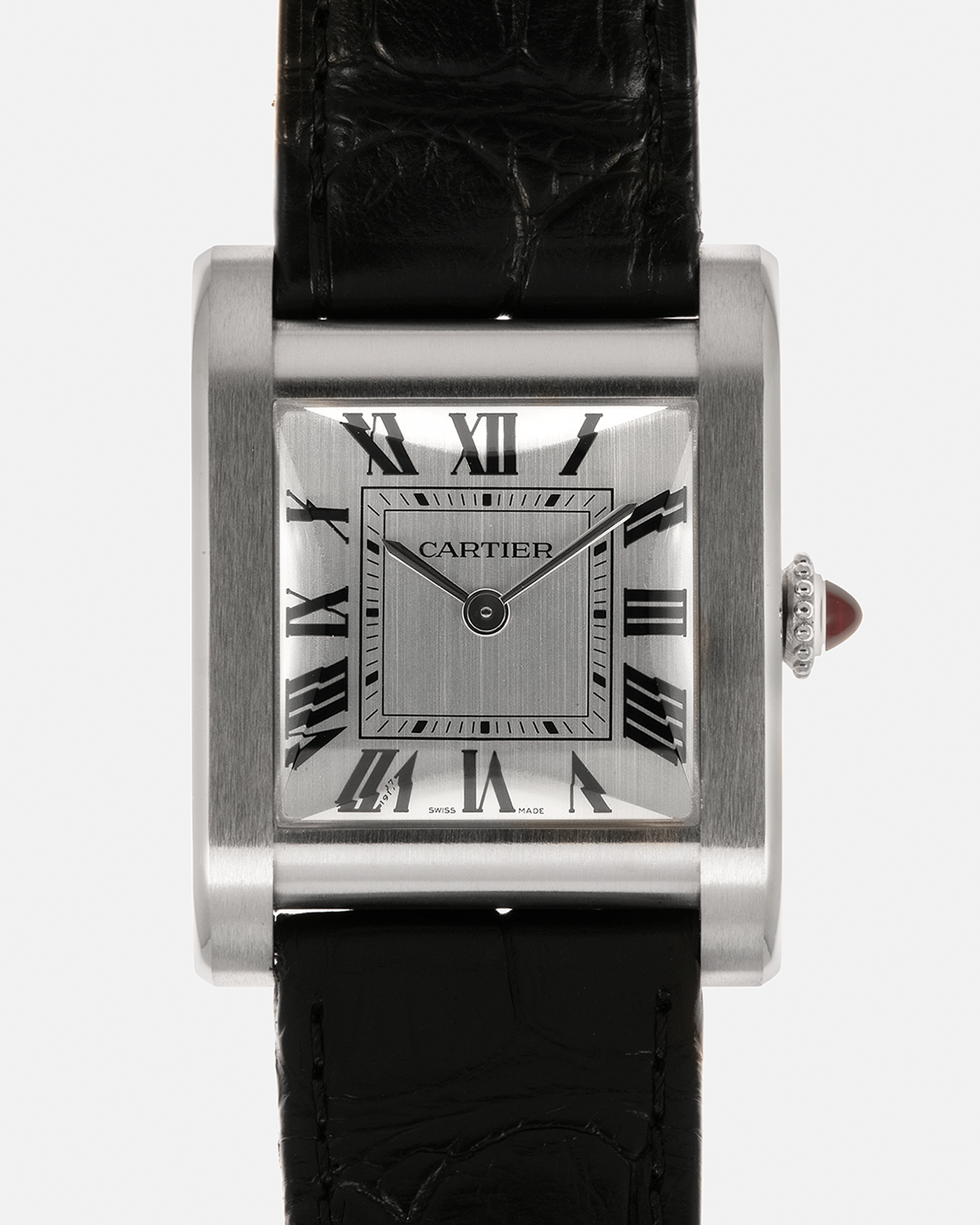 Brand: Cartier
Year: 2023
Model: Privé Tank Normale, Limited to 200 Pieces in this Combination
Reference Number: CRWGTA0109
Material: Platinum 950
Movement: Cartier Cal. 070 MC, Manual-Winding
Case Dimensions: 32.6mm (Including Lugs) x 25.7mm
Lug Width: 19mm
Strap: Cartier Black Alligator Leather Strap with Signed Platinum 950 Tang Buckle