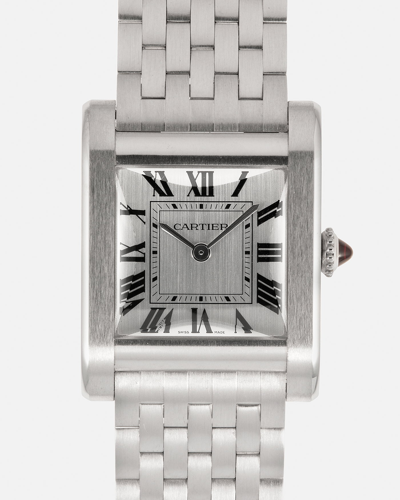 Brand: Cartier Year: 2023 Model: Privé Tank Normale, Limited to 100 Pieces in this Configuration Reference Number: CRWGTA0111 Material: Platinum 950 Movement: Cartier Cal. 070 MC, Manual-Winding Case Dimensions: 32.6mm x 25.7mm Lug Width: 19mm Strap: Cartier Platinum 950 Brick Bracelet with Signed Deployant Clasp