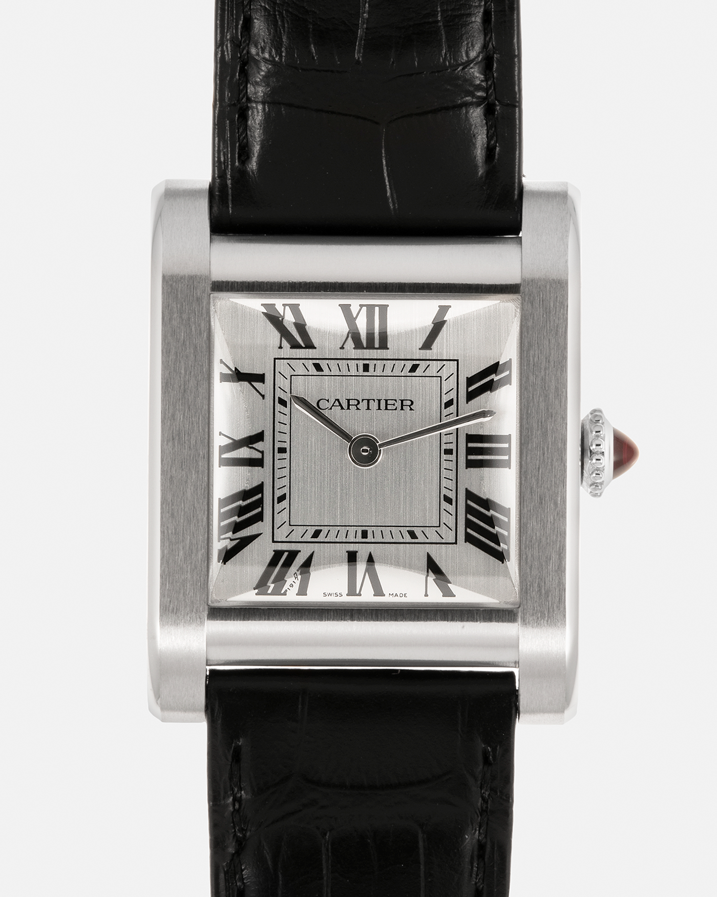 Brand: Cartier Year: 2023 Model: Privé Tank Normale, Limited to 200 Pieces in this Combination Reference Number: CRWGTA0109 Material: Platinum 950 Movement: Cartier Cal. 070 MC, Manual-Winding Case Dimensions: 32.6mm x 25.7mm Lug Width: 19mm Strap: Cartier Black Alligator Leather Strap with Signed Platinum 950 Tang Buckle