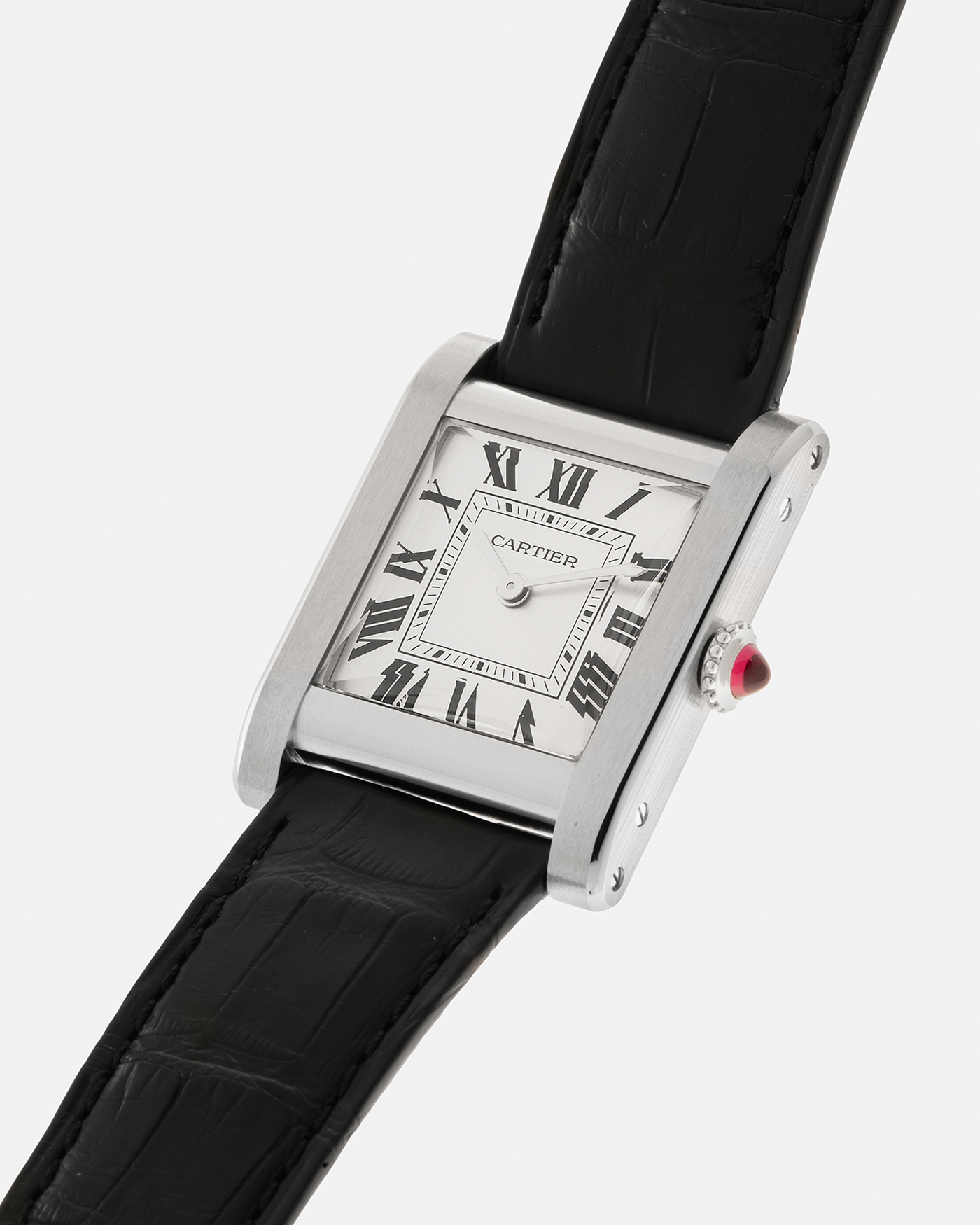 Brand: Cartier Year: 2023 Model: Privé Tank Normale, Limited to 200 Pieces in this Combination Reference Number: CRWGTA0109 Material: Platinum 950 Movement: Cartier Cal. 070 MC, Manual-Winding Case Dimensions: 32.6mm x 25.7mm Lug Width: 19mm Strap: Cartier Black Alligator Leather Strap with Signed Platinum 950 Tang Buckle