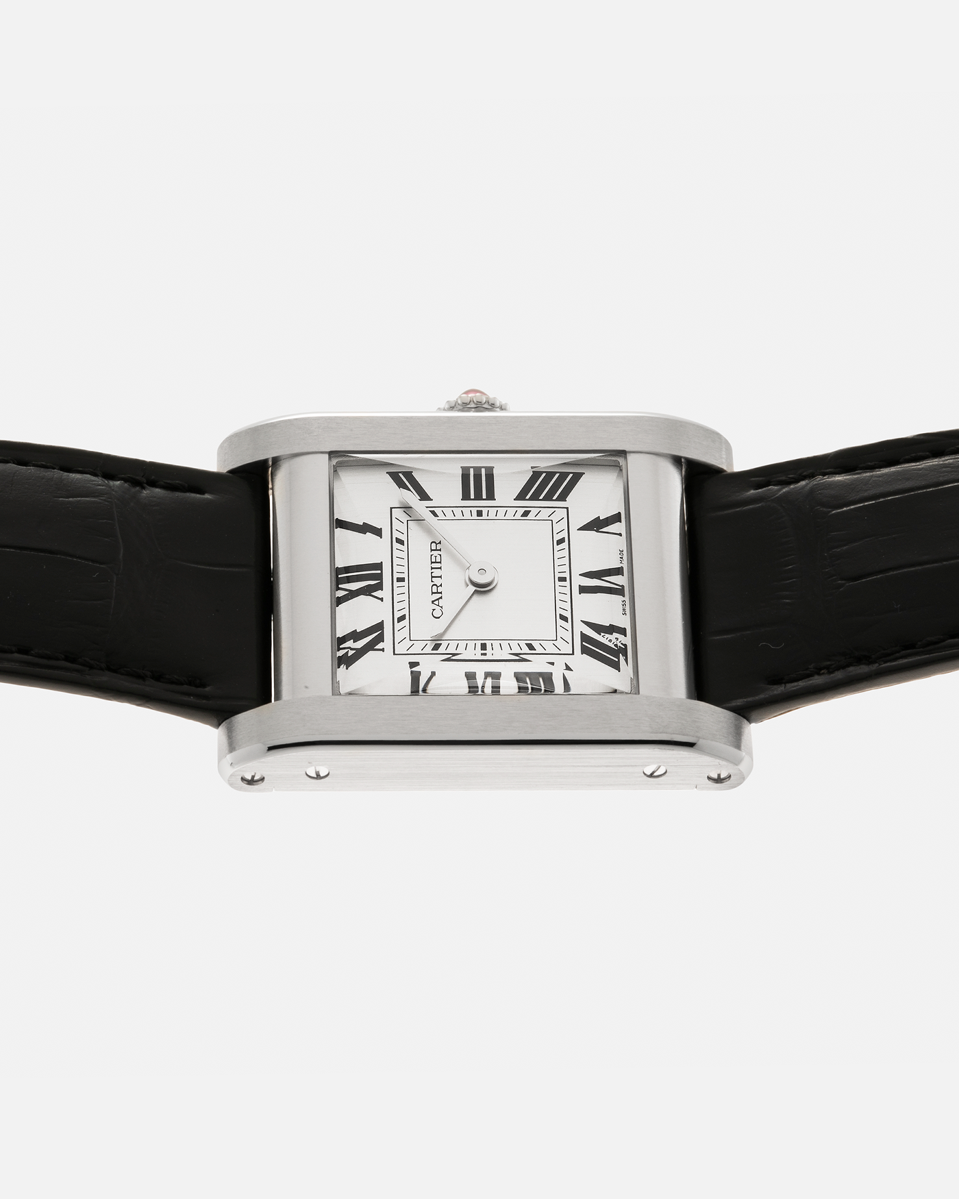 Brand: Cartier Year: 2023 Model: Privé Tank Normale, Limited to 200 Pieces in this Combination Reference Number: CRWGTA0109 Material: Platinum 950 Movement: Cartier Cal. 070 MC, Manual-Winding Case Dimensions: 32.6mm x 25.7mm Lug Width: 19mm Strap: Cartier Black Alligator Leather Strap with Signed Platinum 950 Tang Buckle