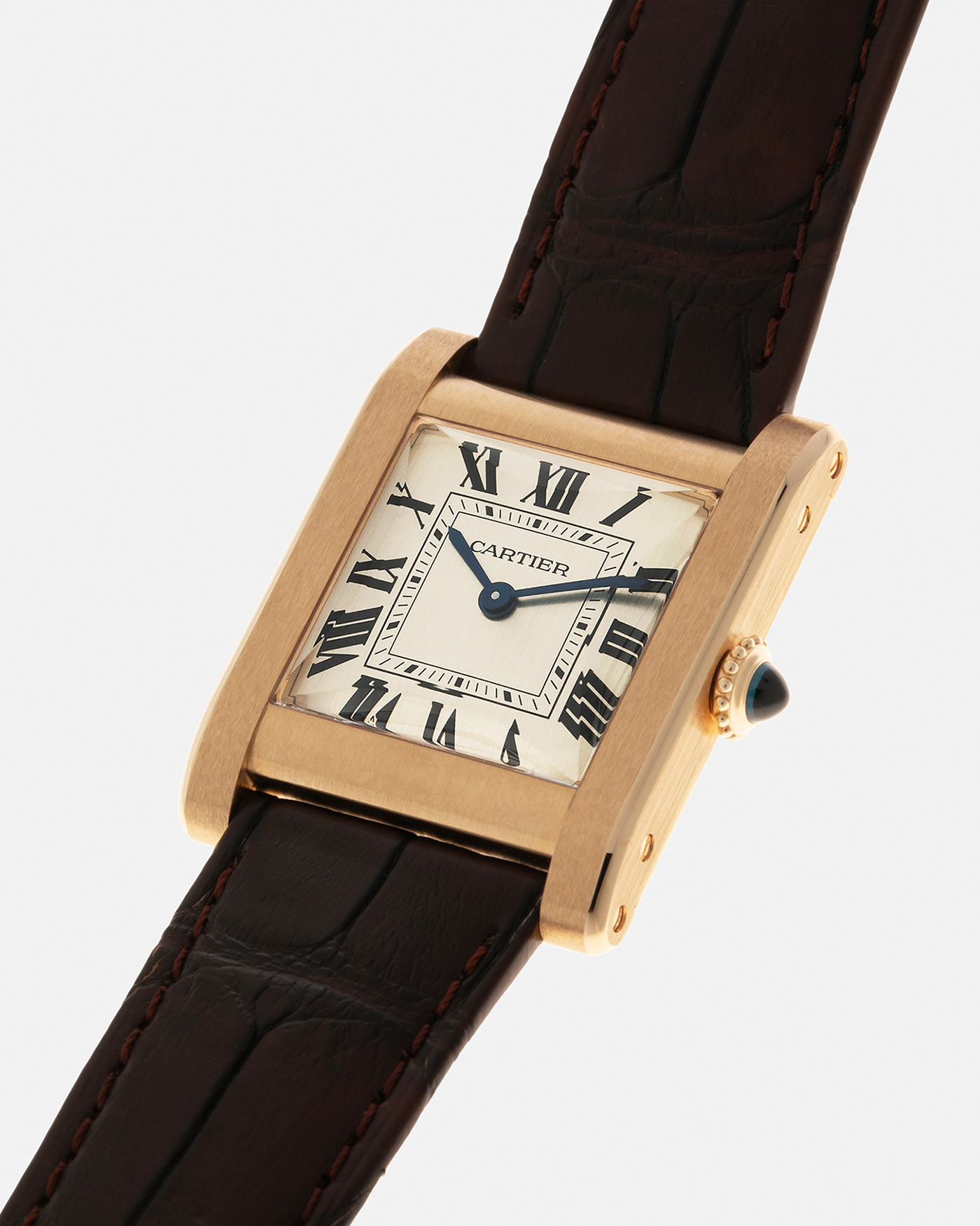 Brand: Cartier
Year: 2024
Model: Privé Tank Normale, Limited to 200 Pieces in this Combination
Reference Number: CRWGTA0108
Material: 18-carat Yellow Gold
Movement: Cartier Cal. 070 MC, Manual-Winding
Case Dimensions: 32.6mm (Lug-to-Lug) x 25.7mm
Lug Width: 19mm
Strap: Cartier Brown Alligator Leather Strap with Signed 18-carat Yellow Gold Tang Buckle