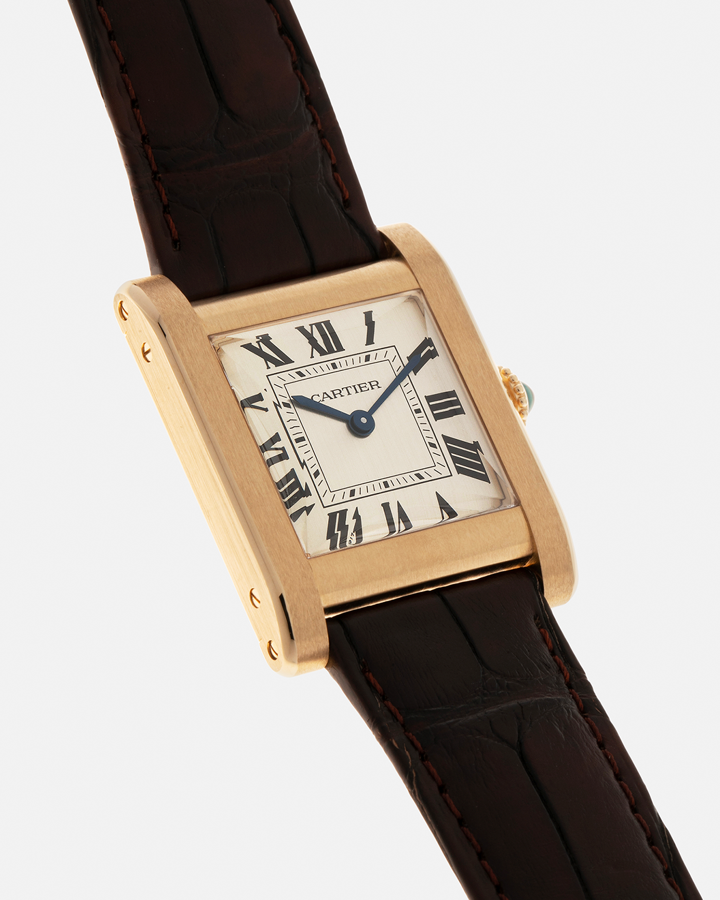 Brand: Cartier
Year: 2024
Model: Privé Tank Normale, Limited to 200 Pieces in this Combination
Reference Number: CRWGTA0108
Material: 18-carat Yellow Gold
Movement: Cartier Cal. 070 MC, Manual-Winding
Case Dimensions: 32.6mm (Lug-to-Lug) x 25.7mm
Lug Width: 19mm
Strap: Cartier Brown Alligator Leather Strap with Signed 18-carat Yellow Gold Tang Buckle