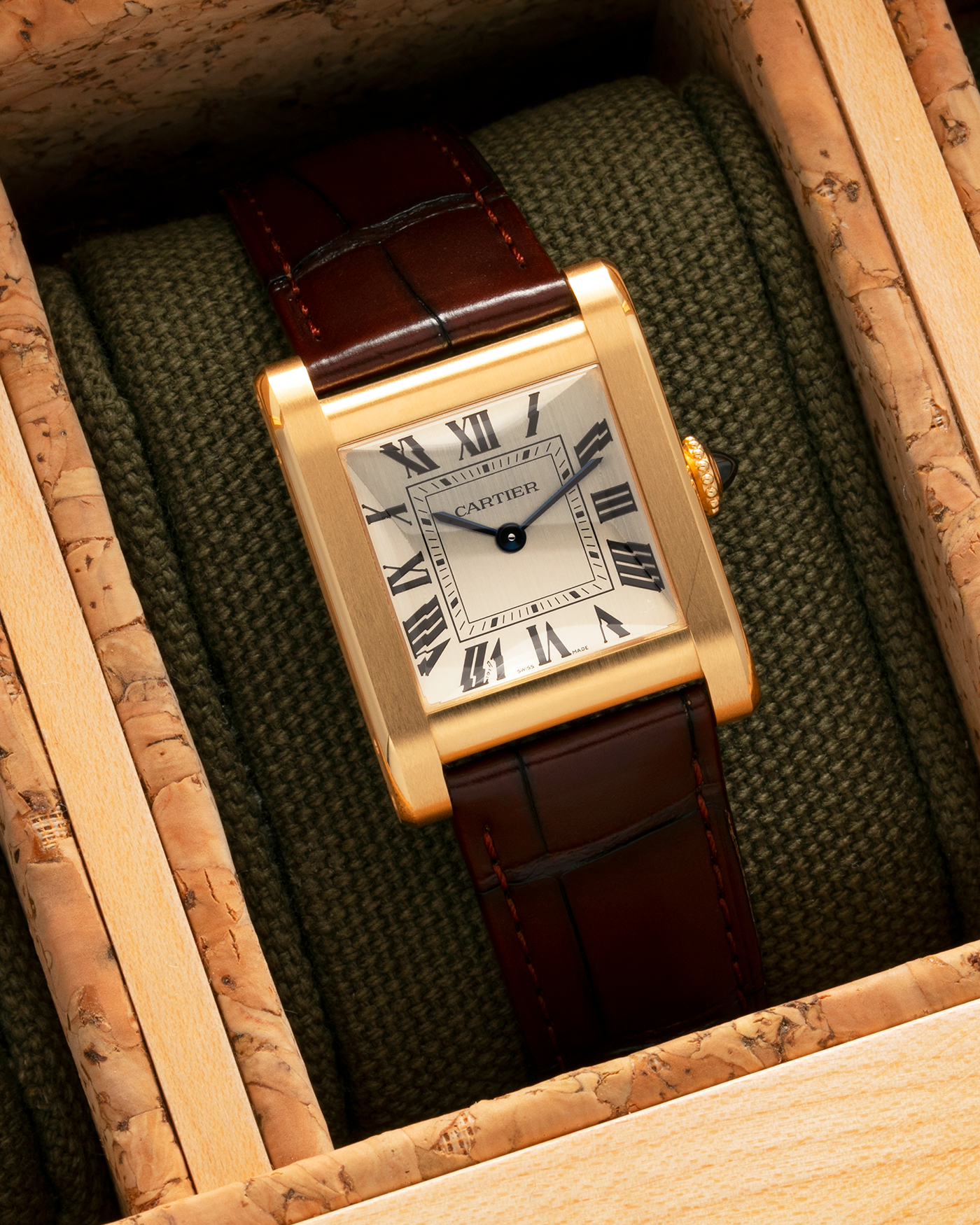 Brand: Cartier Year: 2023 Model: Privé Tank Normale, Limited to 200 Pieces in this Combination Reference Number: CRWGTA0108 Material: 18-carat Yellow Gold Movement: Cartier Cal. 070 MC, Manual-Winding Case Dimensions: 32.6mm x 25.7mm Lug Width: 19mm Strap: Cartier Brown Alligator Leather Strap with Signed 18-carat Yellow Gold Tang Buckle