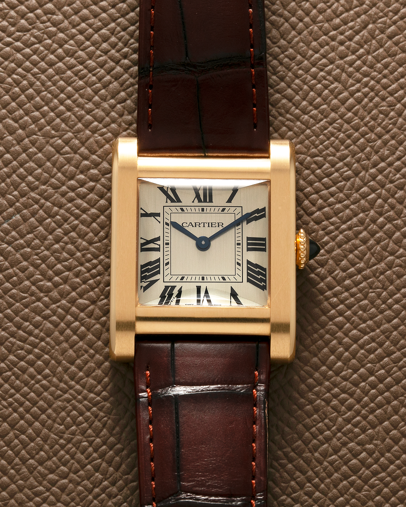 Brand: Cartier Year: 2023 Model: Privé Tank Normale, Limited to 200 Pieces in this Combination Reference Number: CRWGTA0108 Material: 18-carat Yellow Gold Movement: Cartier Cal. 070 MC, Manual-Winding Case Dimensions: 32.6mm x 25.7mm Lug Width: 19mm Strap: Cartier Brown Alligator Leather Strap with Signed 18-carat Yellow Gold Tang Buckle
