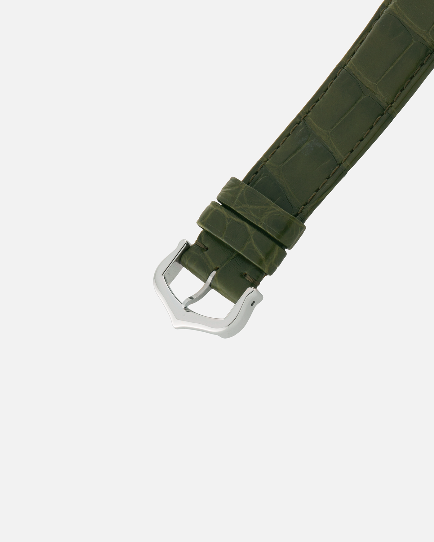Brand: Cartier
Year: 2025
Model: Santos-Dumont Large, Limited Edition of 200 Pieces
Reference: WGSA0096
Material: Platinum 950, Green Lacquer
Movement: Cartier Cal. 430 MC, Manual-Winding
Case Dimensions: 43.5mm (Including Lugs) x 31.4mm
Strap: Cartier Olive Green  Alligator Leather Strap with Platinum Cartier Tang Buckle