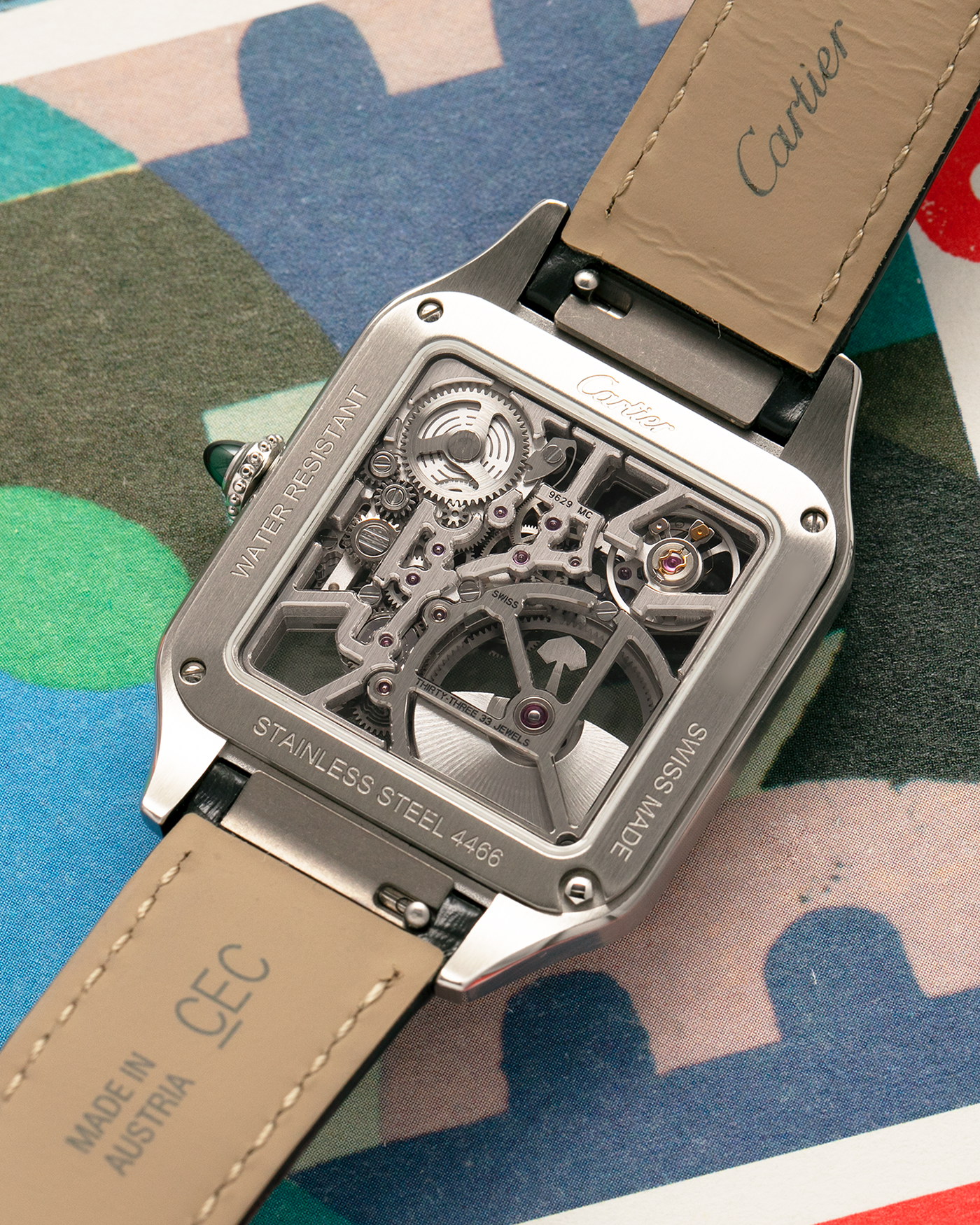 Brand: Cartier
Year: 2023
Model: Santos Dumont Skeleton Micro-Rotor
Reference: CRWHSA0032
Material: Stainless Steel
Movement: Cartier Cal. 9629 MC, Self-Winding Micro-Rotor
Case Dimensions: 31.4mm x 43.5mm (Including Lugs)
Strap: Cartier Dark Navy Alligator Leather Strap with Signed Stainless Steel Tang Buckle