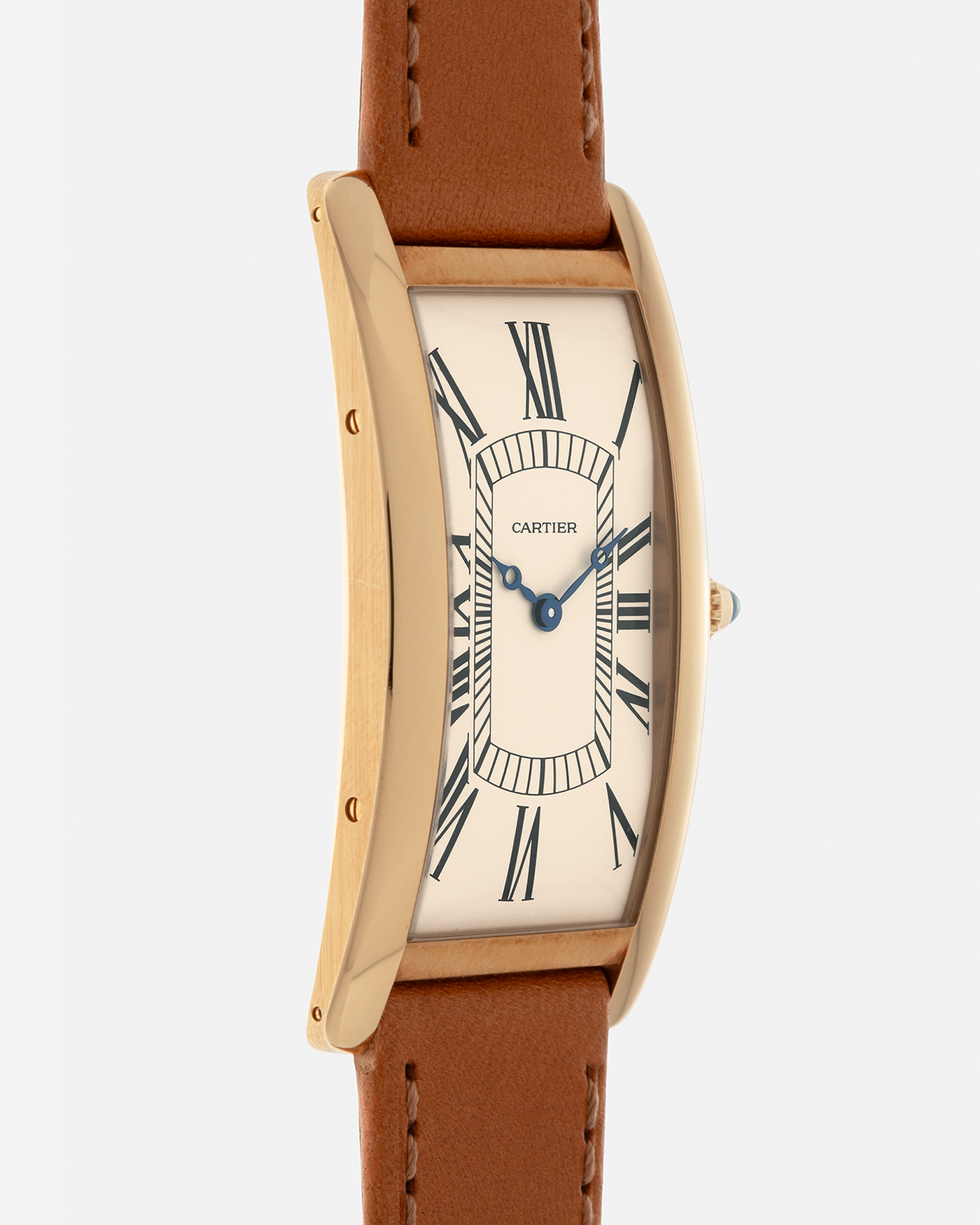 Brand: Cartier
Year: 2021
Model: Tank Cintrée 100th Anniversary, Limited to 150 Pieces
Reference: 2718
Material: 18-carat Yellow Gold
Movement: Cartier Cal. 9780MC (Based on the JLC Cal. 849), Manual-Winding
Case Dimensions: 46mm (Including Lugs) x 23 mm x 6.4mm
Lug Width: 16mm
Strap: Cartier Chestnut Brown Calf Leather Strap with Signed 18-carat Yellow Gold Tang Buckle