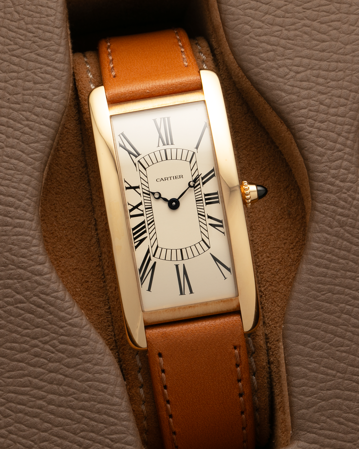 Brand: Cartier
Year: 2021
Model: Tank Cintrée 100th Anniversary, Limited to 150 Pieces
Reference: 2718
Material: 18-carat Yellow Gold
Movement: Cartier Cal. 9780MC (Based on the JLC Cal. 849), Manual-Winding
Case Dimensions: 46mm (Including Lugs) x 23 mm x 6.4mm
Lug Width: 16mm
Strap: Cartier Chestnut Brown Calf Leather Strap with Signed 18-carat Yellow Gold Tang Buckle