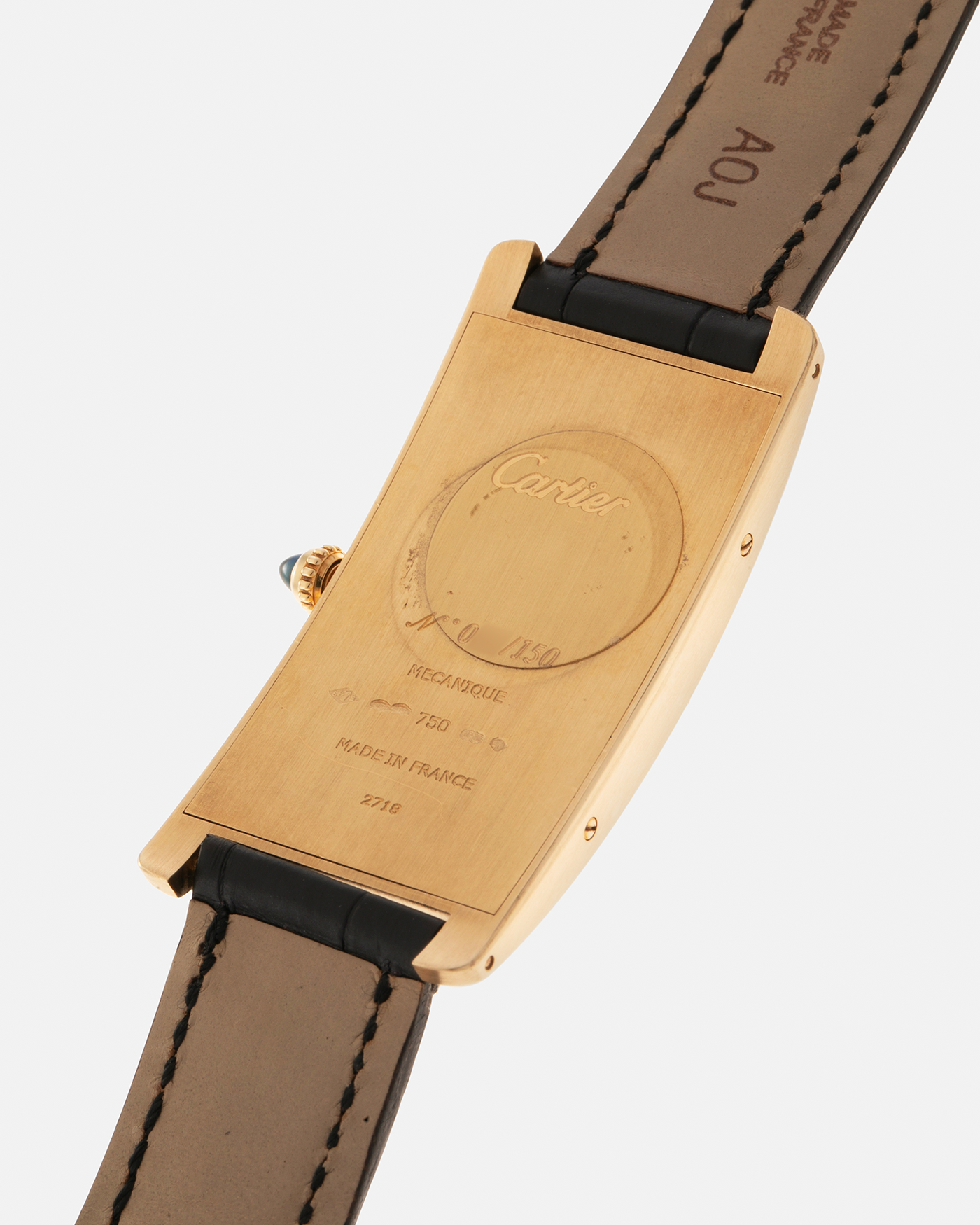 Brand: Cartier Year: 2005 Model: Collection Privée Cartier Paris Tank Cintrée, Limited to 150 pieces Reference: 2718 Material: 18-carat Yellow Gold Movement: Cartier Cal. 8780 MC (Based on JLC Cal. 849), Manual-Winding Case Dimensions: 46mm x 23mm Lug Width: 16mm Strap: Cartier Black Alligator Leather with Signed 18-carat Yellow Gold Deployant Clasp