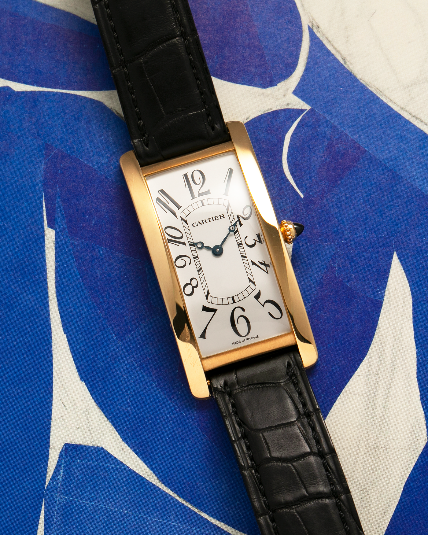 Brand: Cartier Year: 2005 Model: Collection Privée Cartier Paris Tank Cintrée, Limited to 150 pieces Reference: 2718 Material: 18-carat Yellow Gold Movement: Cartier Cal. 8780 MC (Based on JLC Cal. 849), Manual-Winding Case Dimensions: 46mm x 23mm Lug Width: 16mm Strap: Cartier Black Alligator Leather with Signed 18-carat Yellow Gold Deployant Clasp