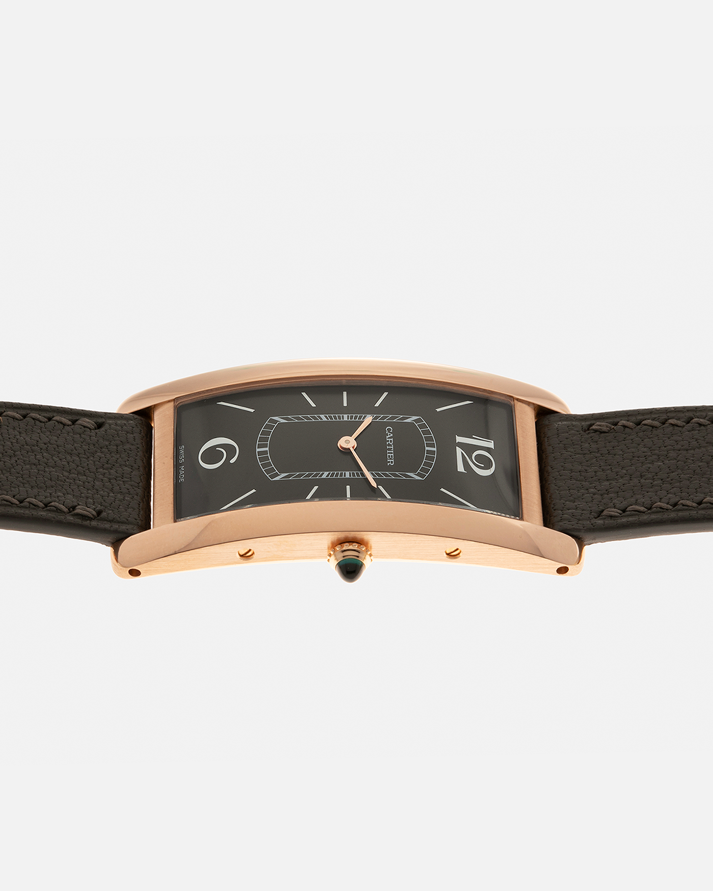Brand: Cartier Year: 2021 Model: Tank Cintrée Reference: WGTA0025 Material: 18-carat Rose Gold Movement: Cartier Cal. 8971 MC (Based on JLC Cal. 846), Manual-Winding Case Diameter: 46.3mm x 23 mm Lug Width: 16mm Strap: Semi-Matt Grey Leather Strap with Signed 18-carat Rose Gold Tang Buckle