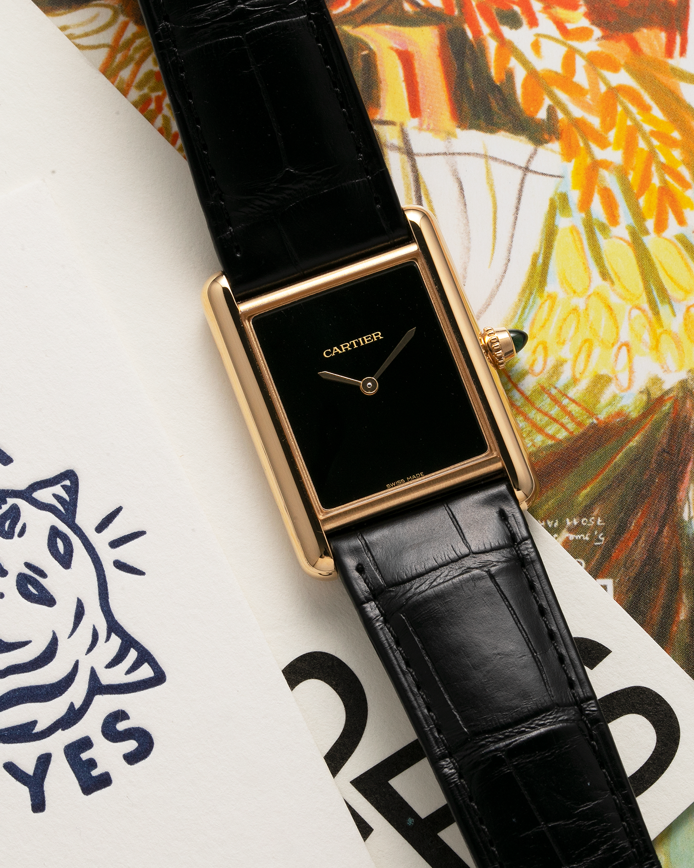 Cartier Tank LC Black Lacquer Manual Watch