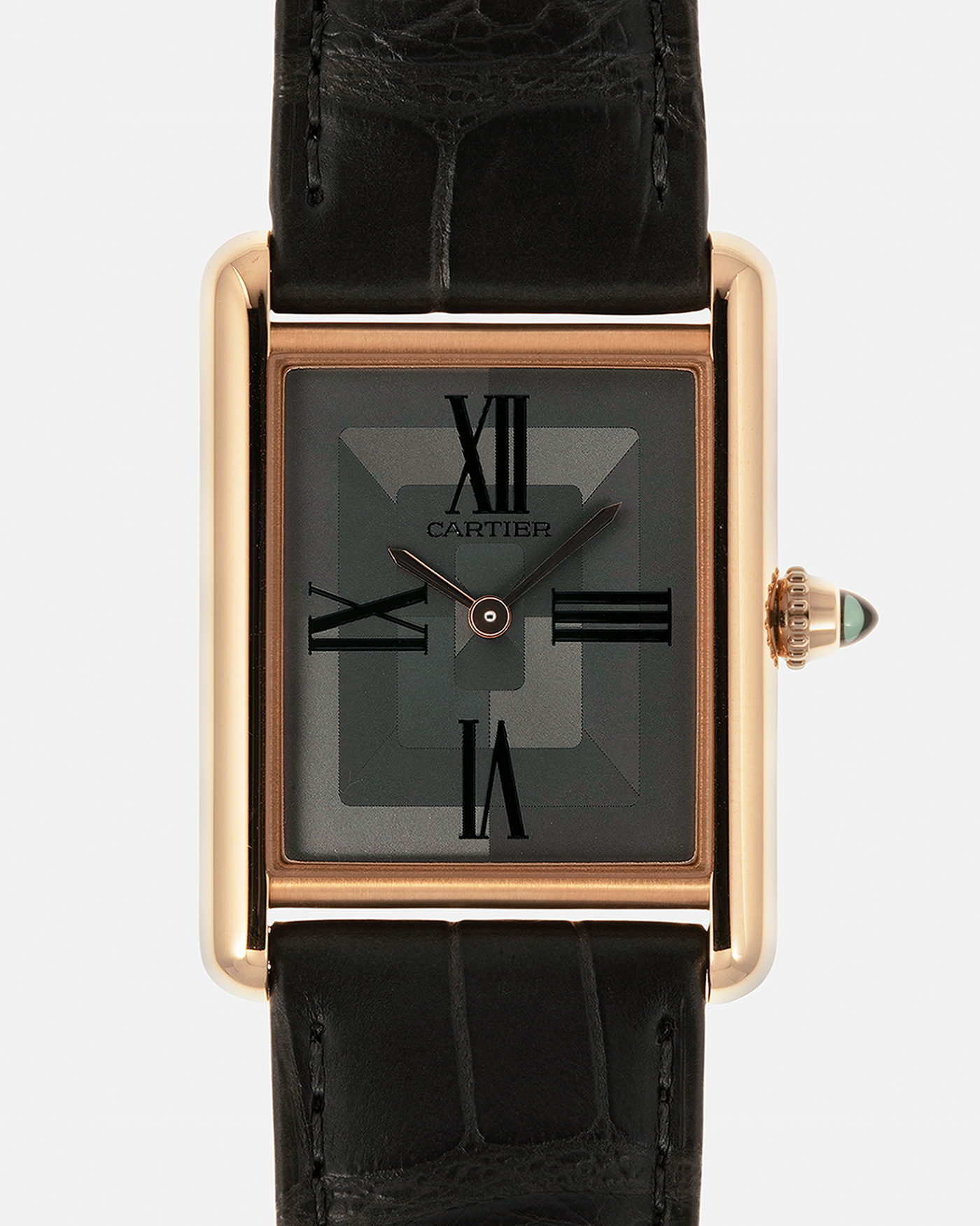 Brand: Cartier
Year: 2022
Model: Tank Louis Cartier Large ‘3816’
Reference: CRWGTA0092
Material: 18-carat Rose Gold
Movement: Cartier Cal. 1917 MC, Manual-Winding
Case Dimensions: 33.7mm (Including Lugs) x 25.5mm x 6.6mm
Lug Width: 19mm
Strap: Cartier Anthracite Grey Alligator Leather Strap with Signed 18-carat Rose Gold Tang Buckle