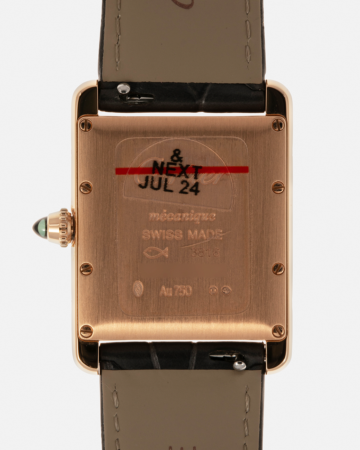 Brand: Cartier
Year: 2022
Model: Tank Louis Cartier Large ‘3816’
Reference: CRWGTA0092
Material: 18-carat Rose Gold
Movement: Cartier Cal. 1917 MC, Manual-Winding
Case Dimensions: 33.7mm (Including Lugs) x 25.5mm x 6.6mm
Lug Width: 19mm
Strap: Cartier Anthracite Grey Alligator Leather Strap with Signed 18-carat Rose Gold Tang Buckle
