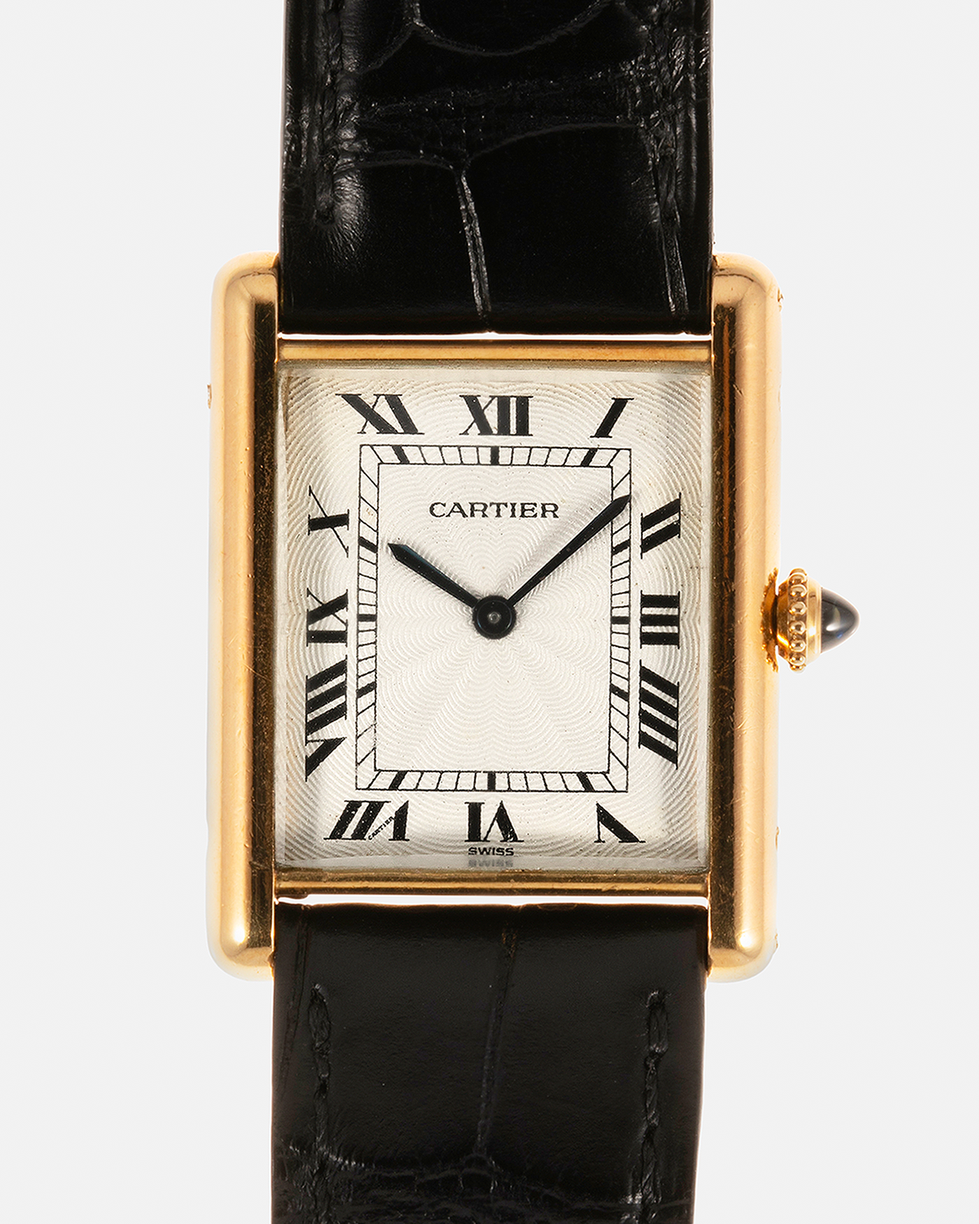 Brand: Cartier Year: 1980s Model: Tank Louis Cartier Reference Number: 96065 Material: 18-carat Yellow Gold Movement: Cartier Cal. 96 (Based on Piaget Cal. 21), Manual-Winding Case Diameter: 23mm x 30mm9 Lug Width: 17mm Strap: Cartier Alligator Leather Strap with Signed 18-carat Yellow Gold Tang Buckle