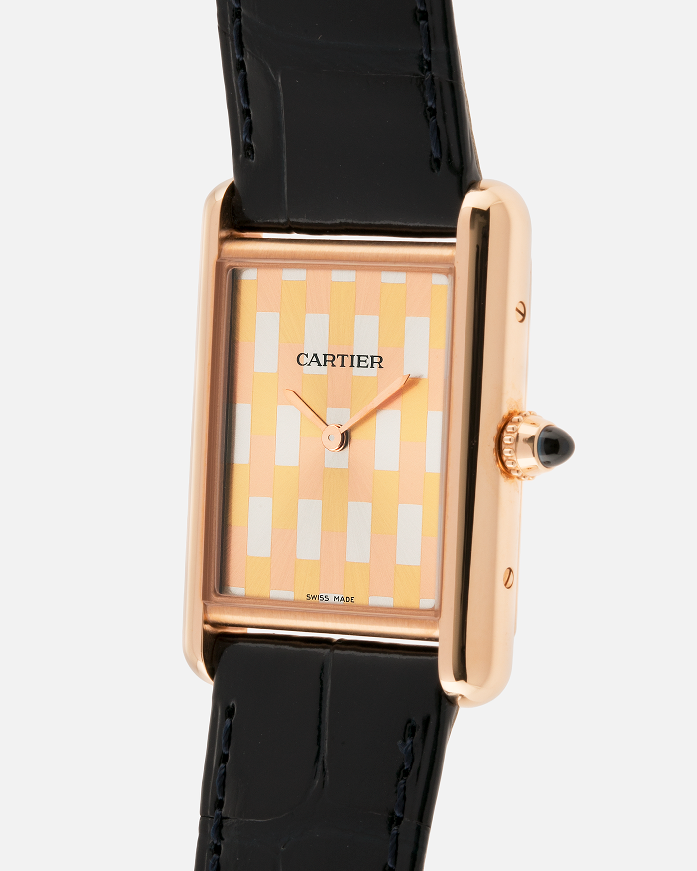 Brand: Cartier
Year: 2024
Model: Tank Louis Cartier
Reference: WGTA0176
Material: 18k Rose Gold
Movement: Cartier Cal. 1917 MC, Manual-Winding
Case Dimensions: 33.7mm X 25.5mm, 6.6mm Thick
Lug Width: 19mm
Strap: Cartier Dark Blue Alligator Strap with Signed 18k Rose Gold Tang Buckle
