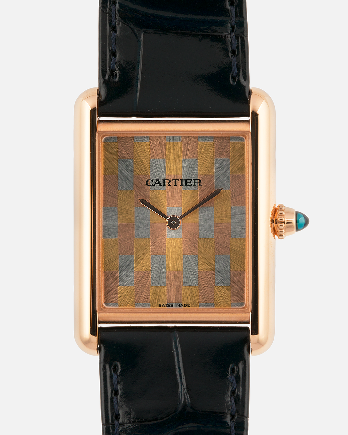 Brand: Cartier
Year: 2024
Model: Tank Louis Cartier
Reference: WGTA0176
Material: 18k Rose Gold
Movement: Cartier Cal. 1917 MC, Manual-Winding
Case Dimensions: 33.7mm X 25.5mm, 6.6mm Thick
Lug Width: 19mm
Strap: Cartier Dark Blue Alligator Strap with Signed 18k Rose Gold Tang Buckle