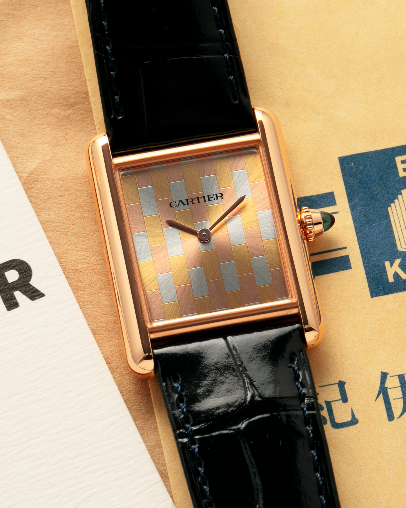 Brand: Cartier
Year: 2024
Model: Tank Louis Cartier
Reference: WGTA0176
Material: 18k Rose Gold
Movement: Cartier Cal. 1917 MC, Manual-Winding
Case Dimensions: 33.7mm X 25.5mm, 6.6mm Thick
Lug Width: 19mm
Strap: Cartier Dark Blue Alligator Strap with Signed 18k Rose Gold Tang Buckle