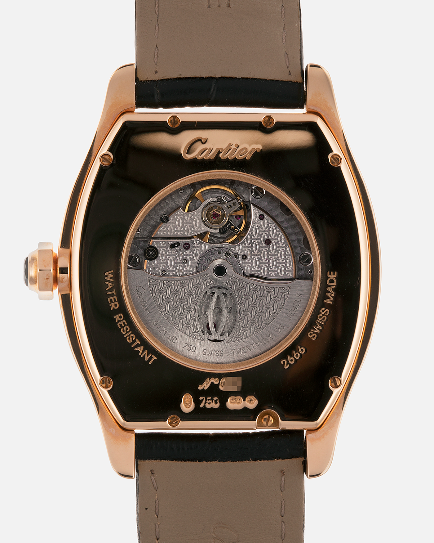 Brand: Cartier
Year: 2005
Model: CPCP Collection Prive Tortue Perpetual Calendar XL
Reference: 2666 / W1542851
Material: 18k Rose Gold
Movement: Cal. 9421MC
Case Diameter: 42.5mm x 34mm (12mm Thickness)
Strap: Cartier Black Alligator with 18k Rose Gold Cartier Deployant