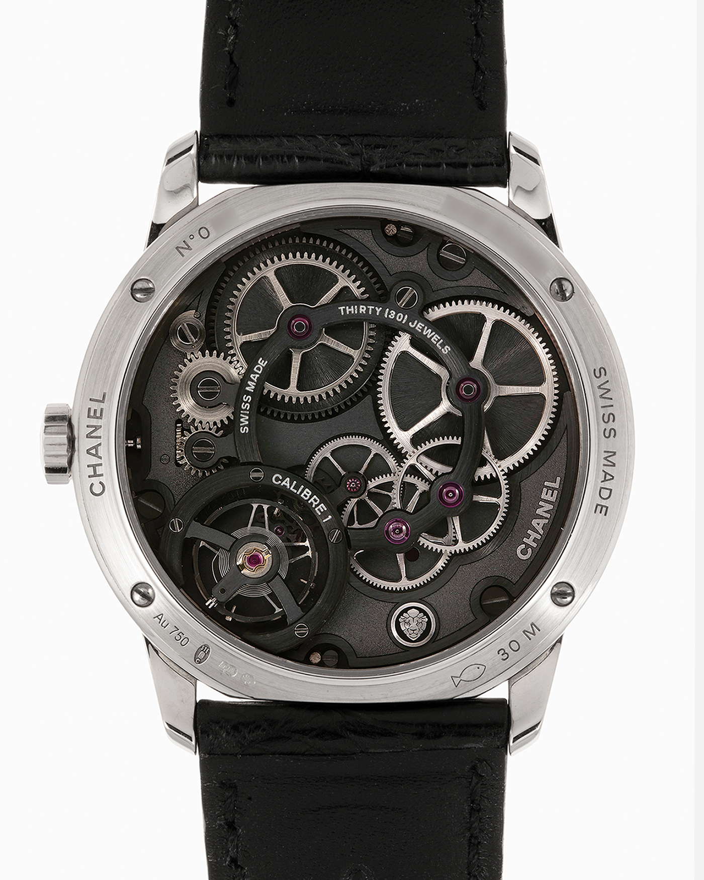 Brand: Chanel
Year: 2017
Model: Monsieur De Chanel Jump Hour H4799
Material: 18-carat White Gold
Movement: Chanel Calibre 1 (Developed with Romain Gauthier), Manual-Winding 
Case Dimensions: 40mm x 10.4mm
Lug Width: 22mm
Strap: Chanel Black Alligator Leather Strap with Signed 18-carat White Gold Tang Buckle