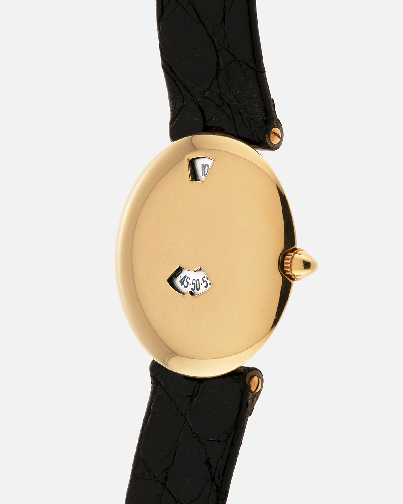 Brand: Chaumet
Year: Early 1990’s
Model: Les Pleiades
Reference Number: 11A
Material: 18k Yellow Gold
Movement: Quartz Jump Hour Movement
Case Dimensions: 30mm
Strap: Black Alligator Strap with 18k Yellow Gold Chaumet Tang Buckle